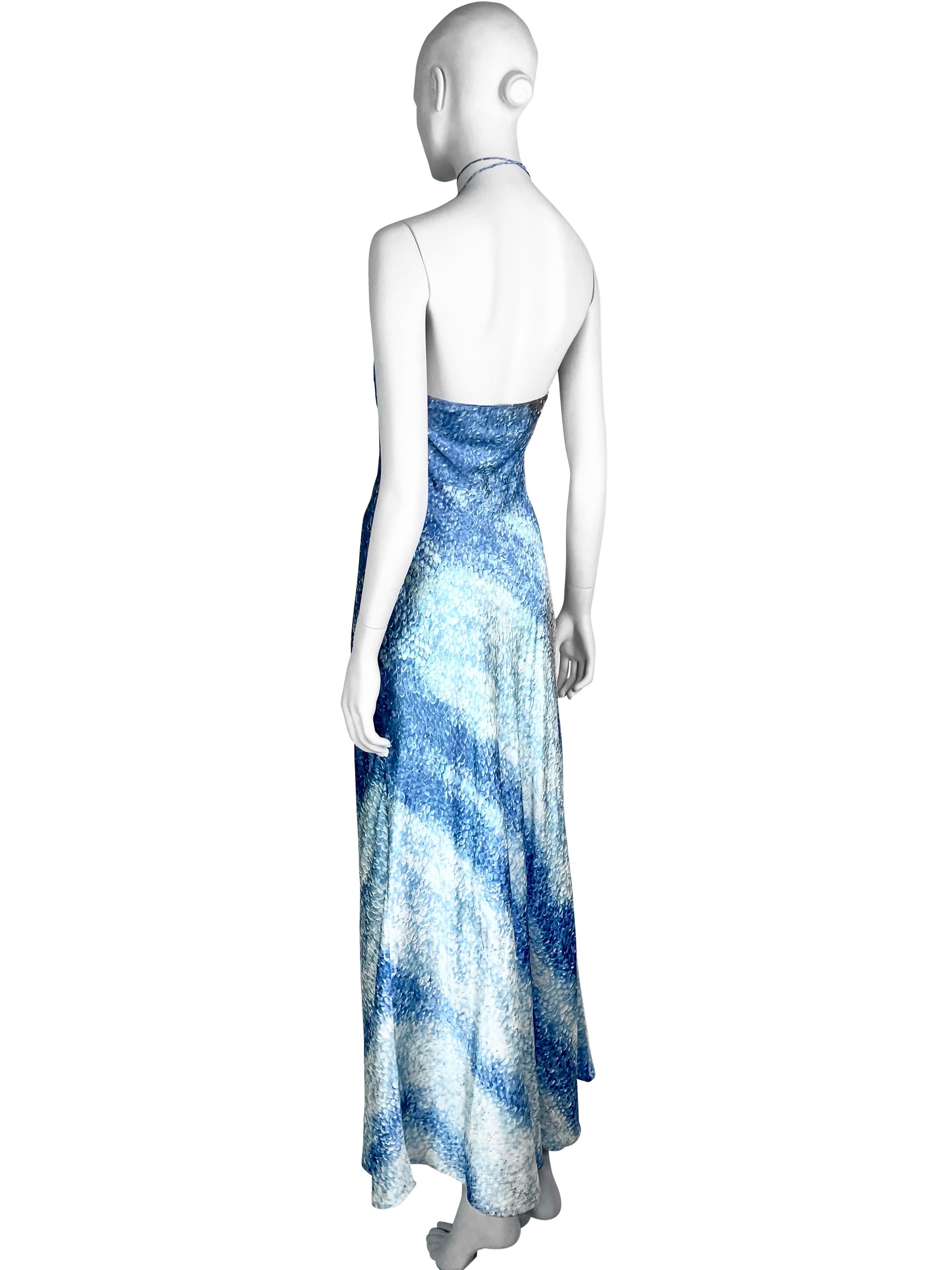 Roberto Cavalli Spring 1999 Fish Scale Print Silk Dress For Sale 2