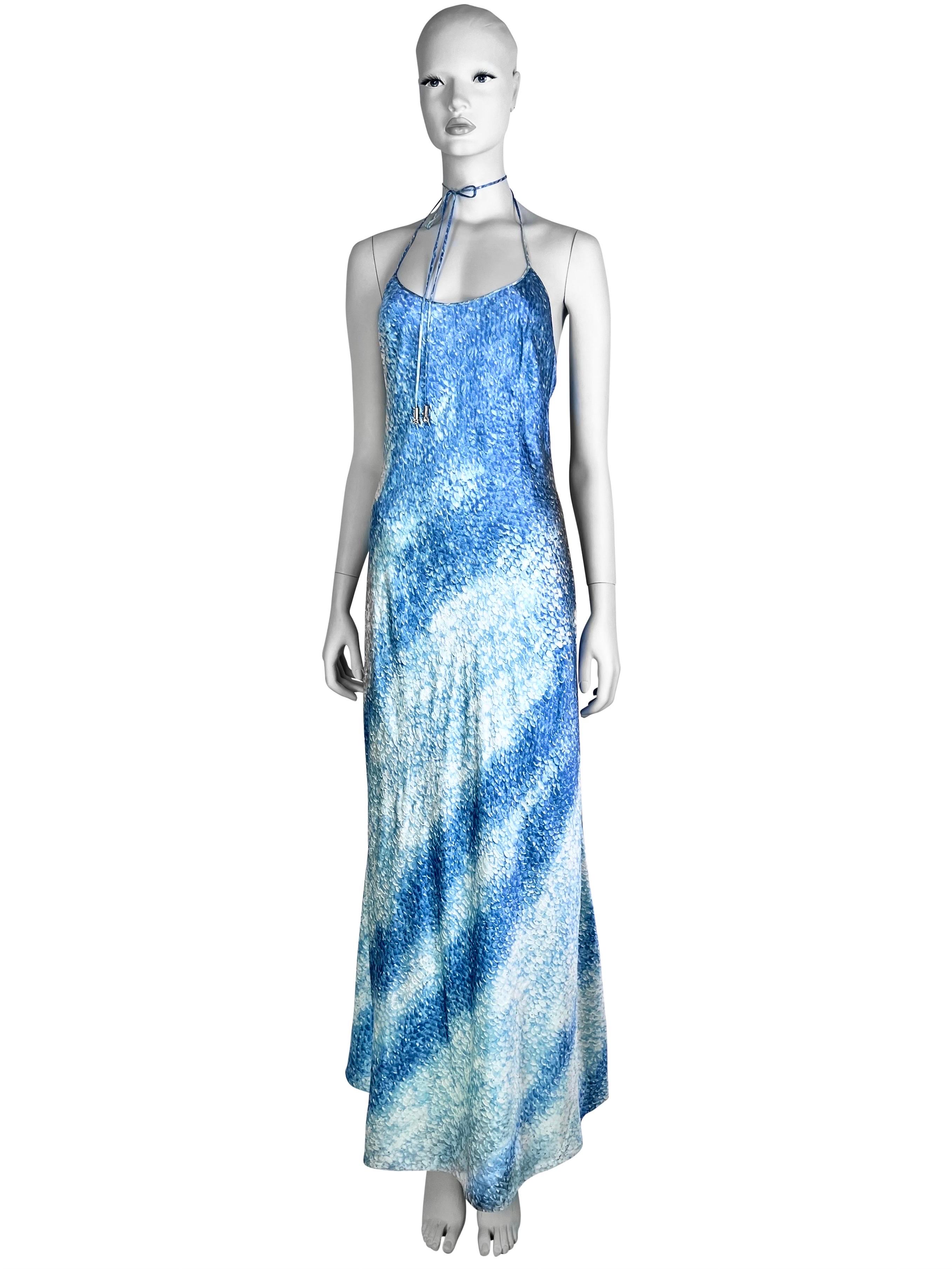 Roberto Cavalli Spring 1999 Fish Scale Print Silk Dress For Sale 3