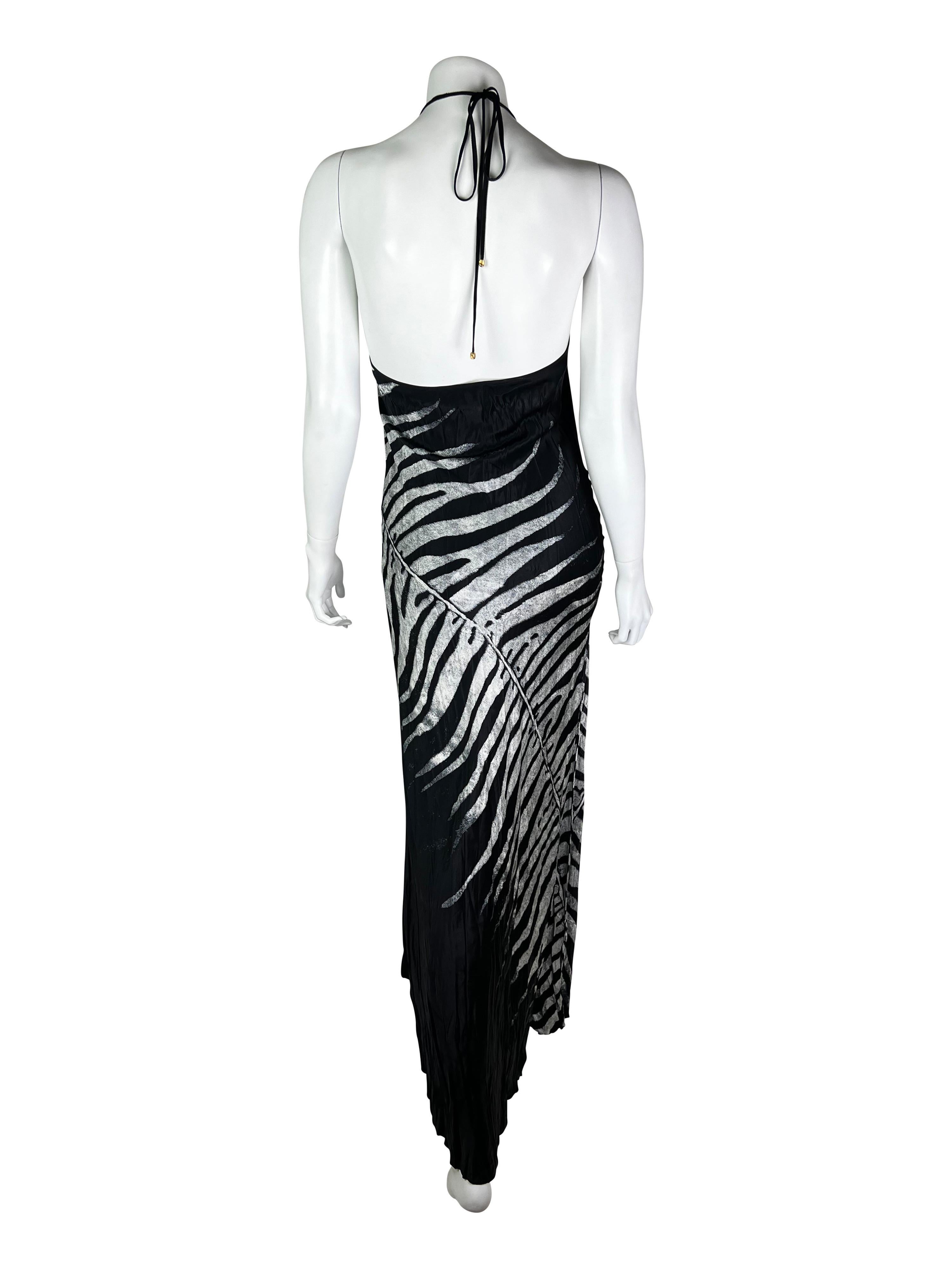 Black Roberto Cavalli Spring 2000 Crinkled Silk Dress For Sale