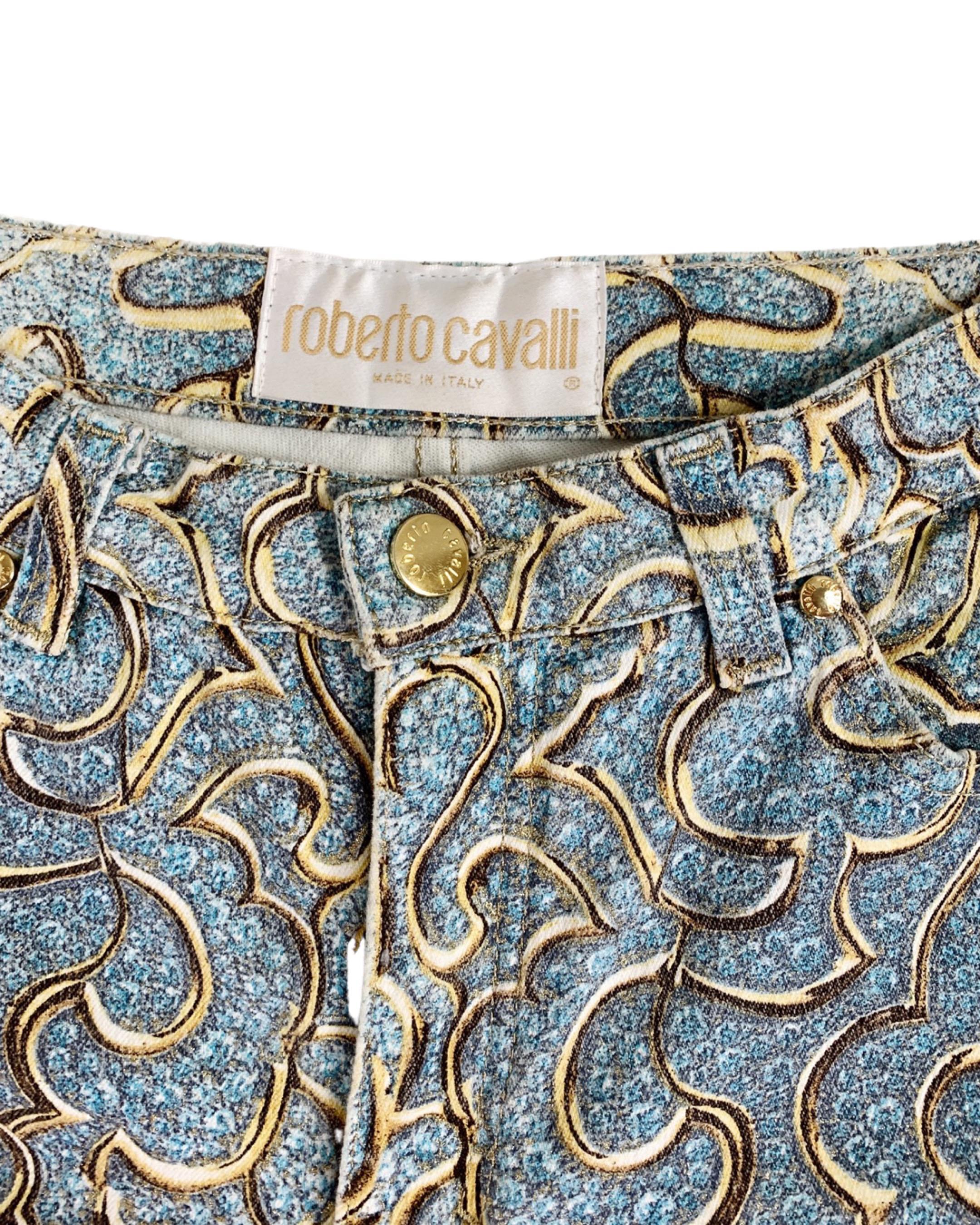 Women's or Men's Roberto Cavalli Spring 2000 Embellished Baroque Print Jeans