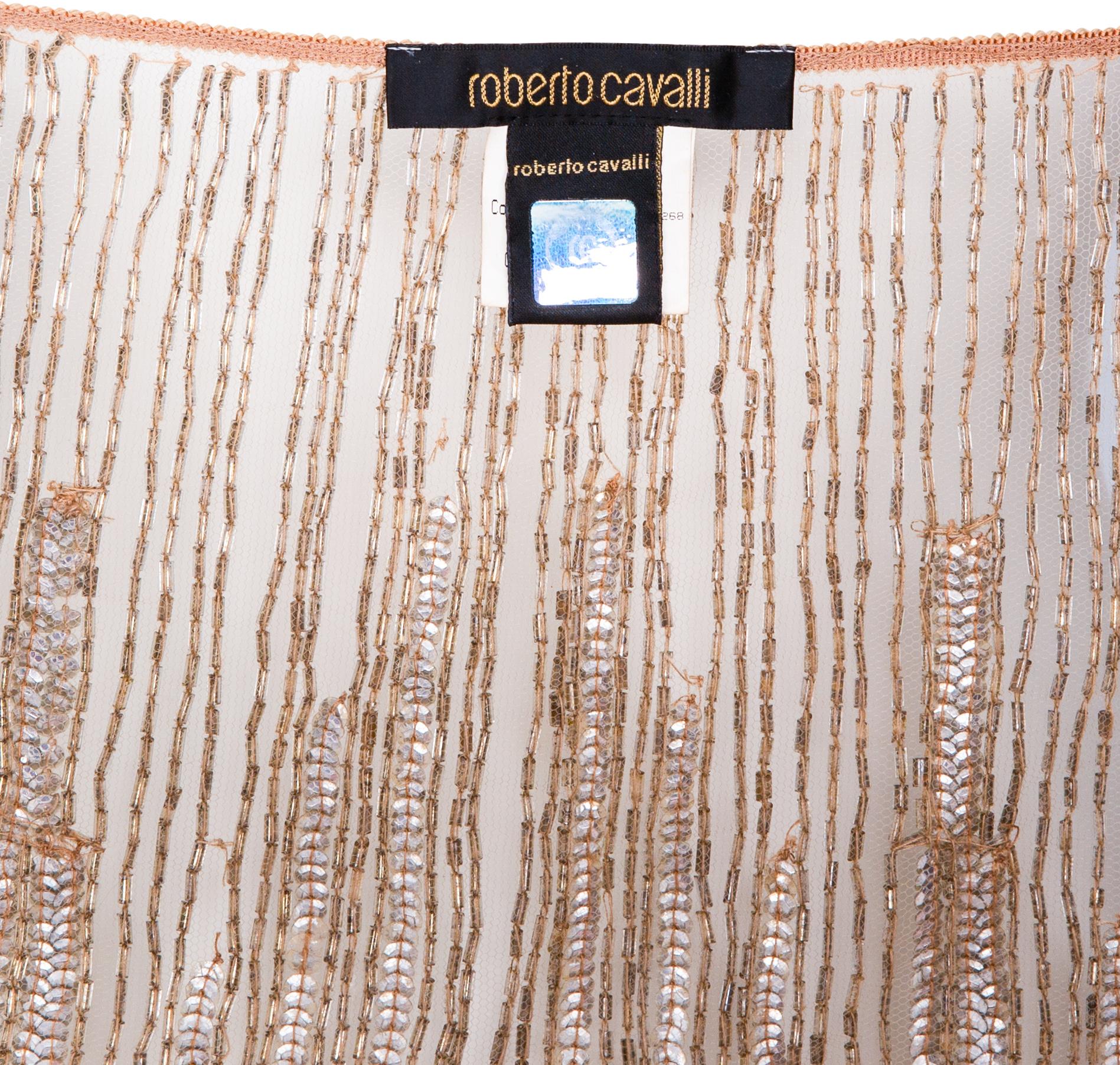 Beige Roberto Cavalli - Mini-jupe portefeuille embellie, printemps 2000 en vente
