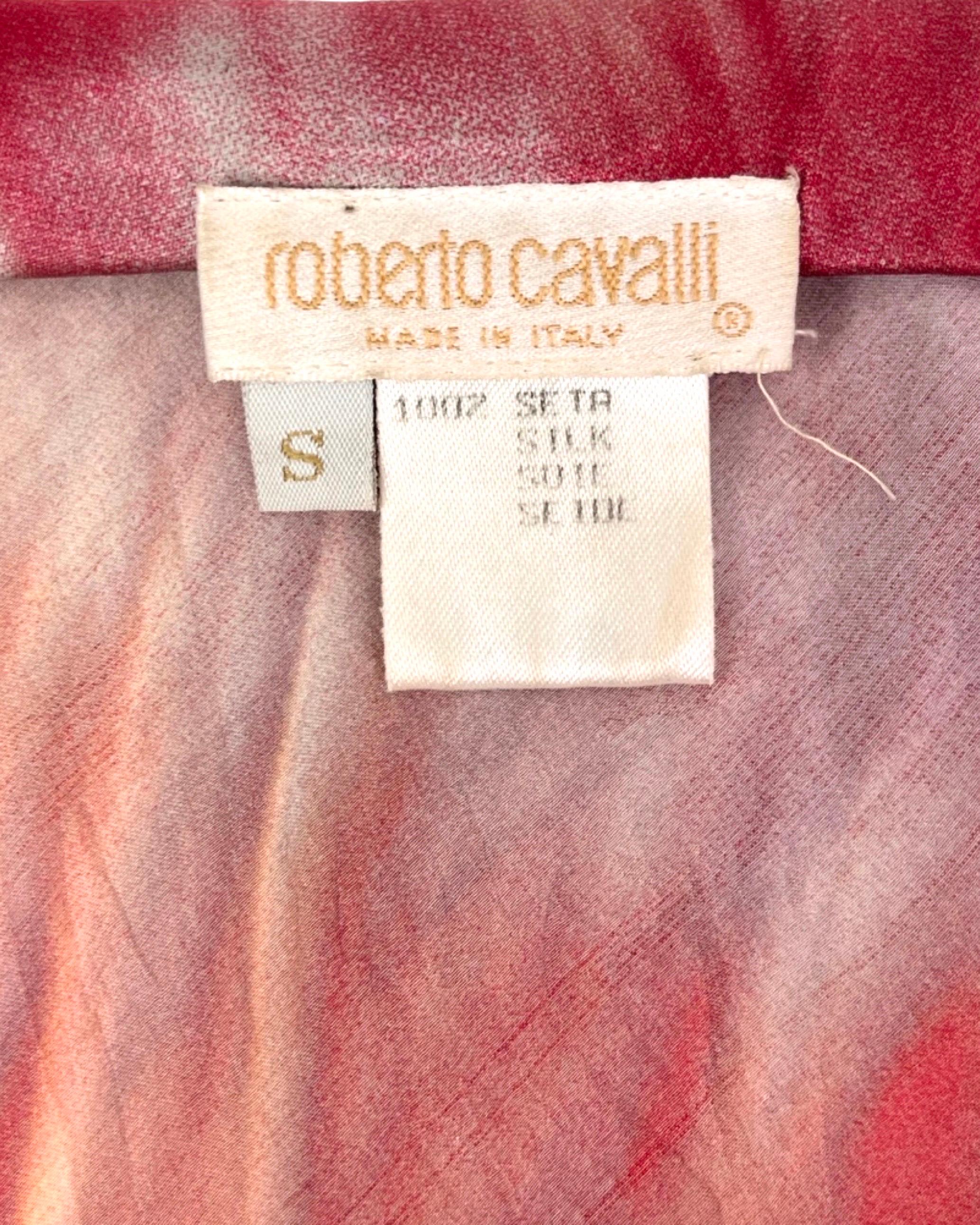 Roberto Cavalli Spring 2000 Flower Print Silk Skirt 2
