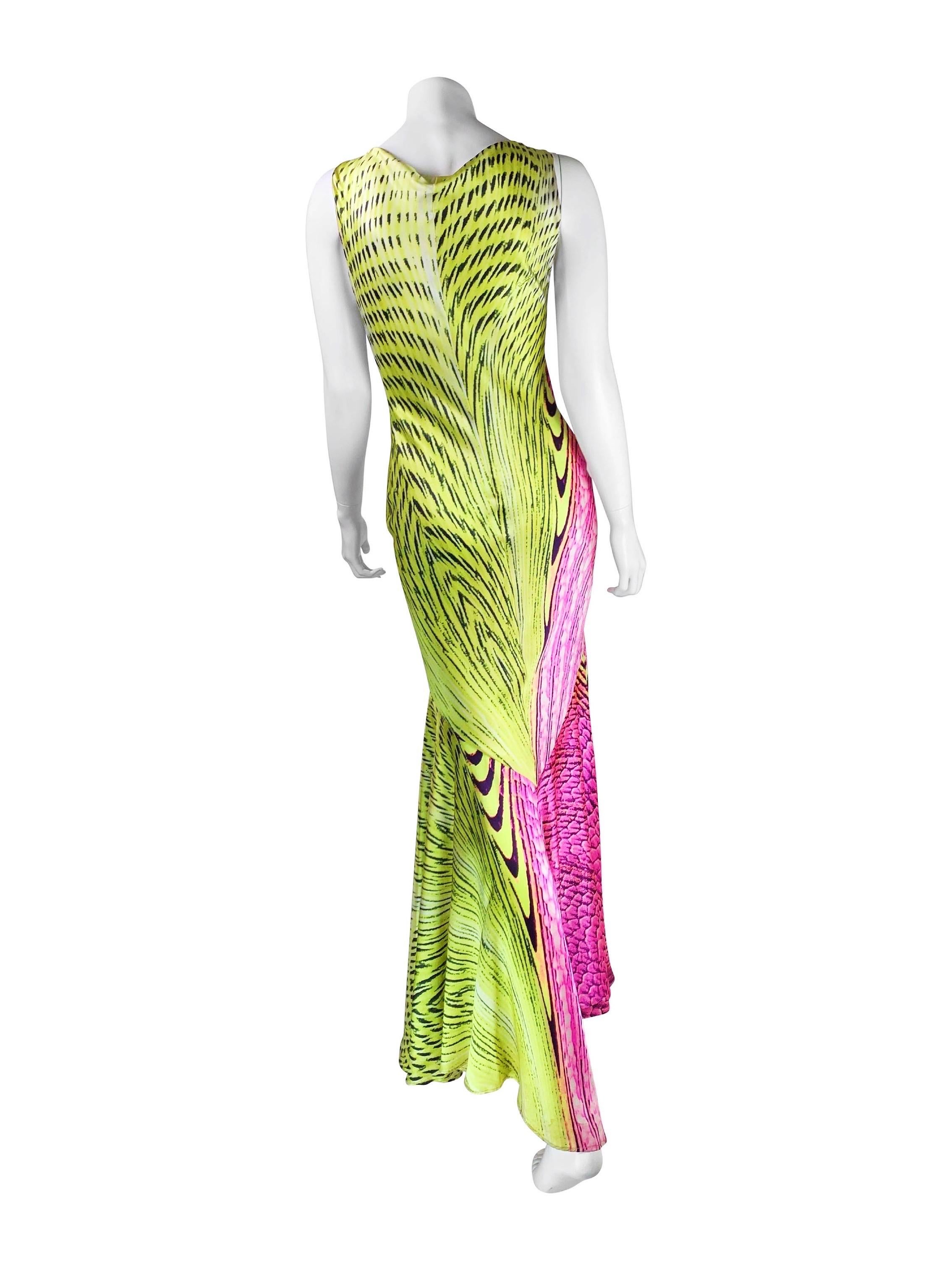 Roberto Cavalli Frühjahr 2001 Bedrucktes Seidenkleid im Angebot 1