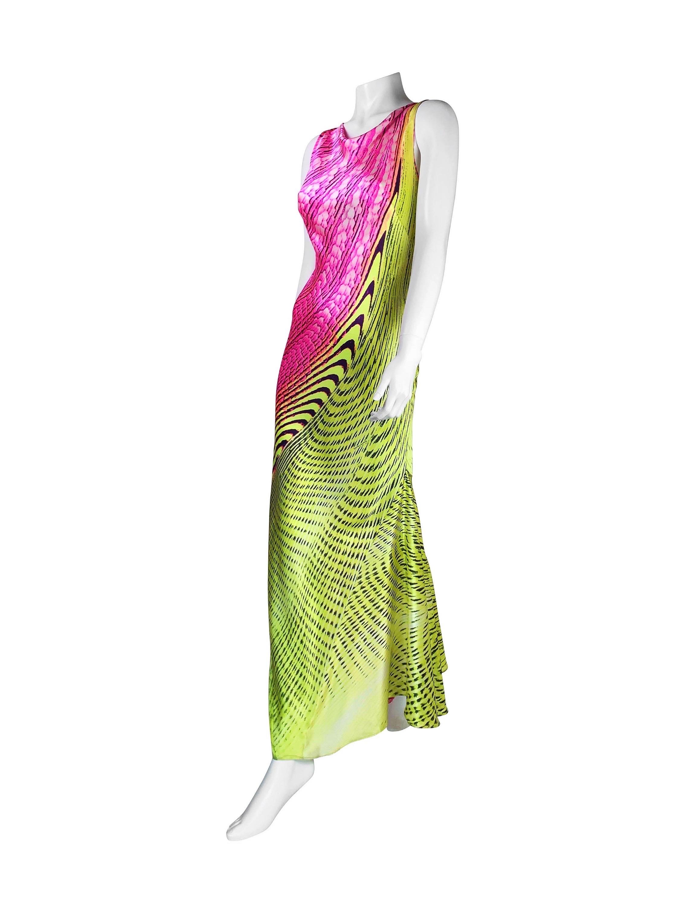 Roberto Cavalli Frühjahr 2001 Bedrucktes Seidenkleid im Angebot 4