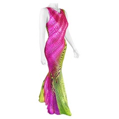 Roberto Cavalli Frühjahr 2001 Bedrucktes Seidenkleid