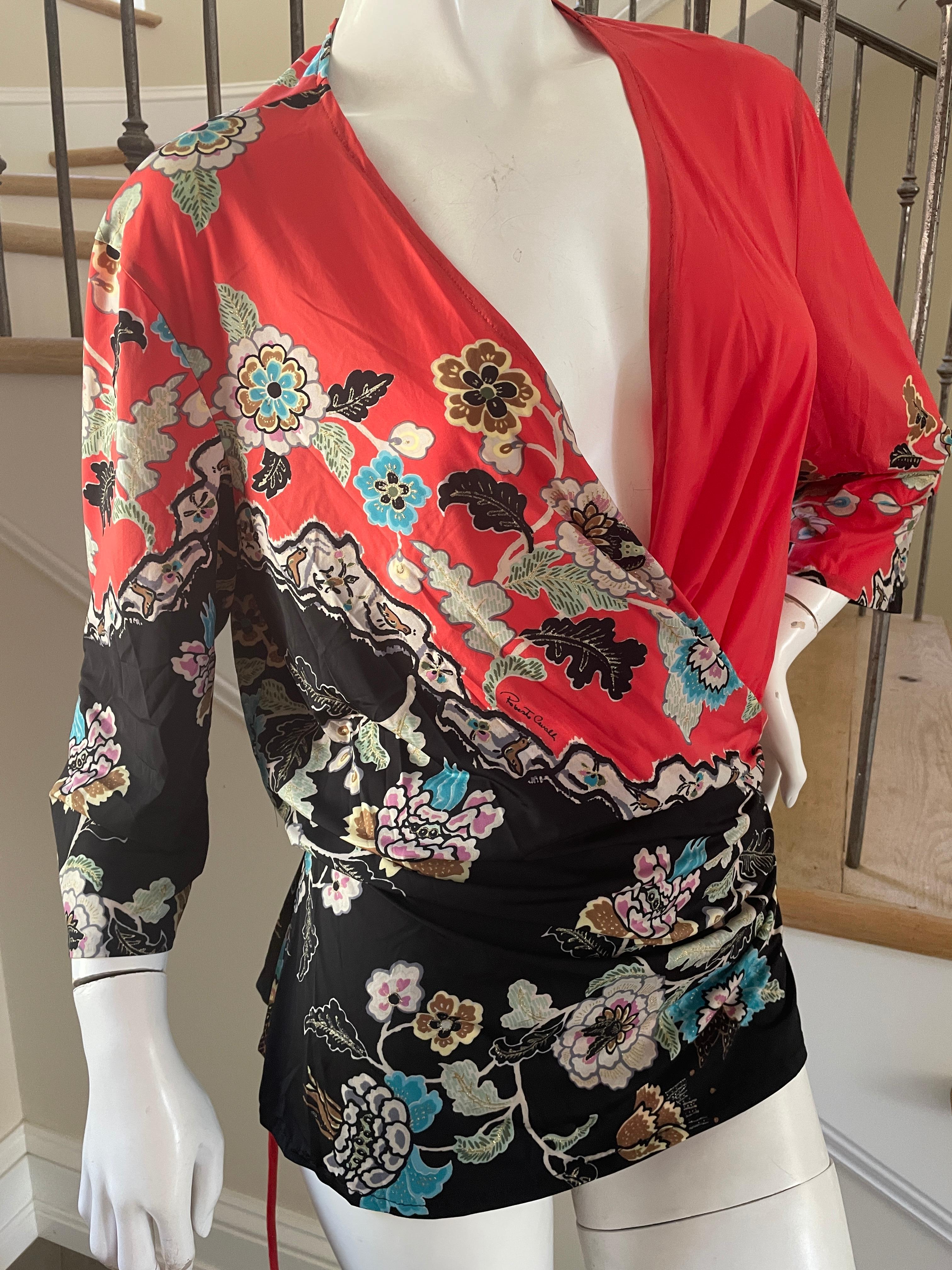 Roberto Cavalli Spring 2003 Chinoiserie Top In Excellent Condition For Sale In Cloverdale, CA