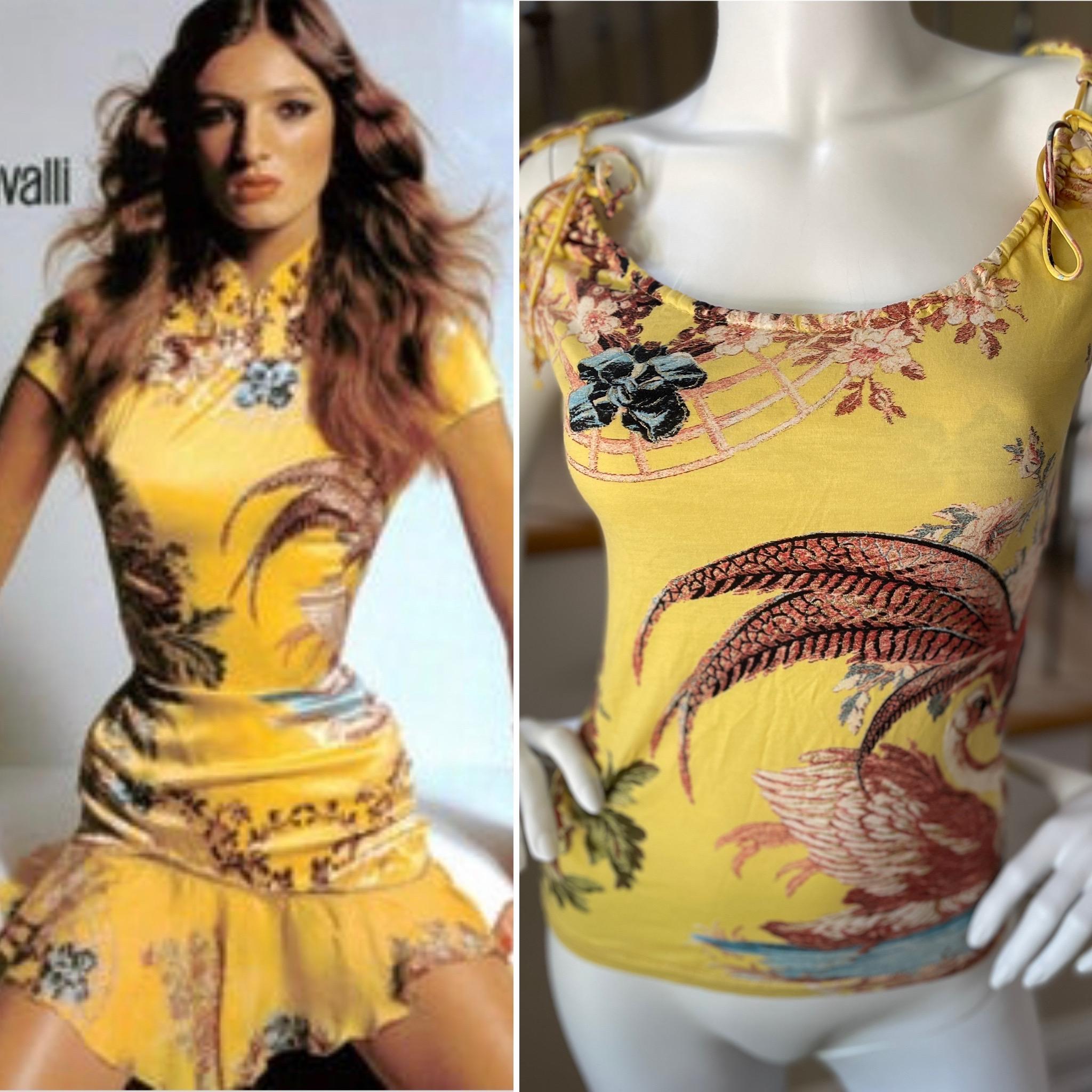 Roberto Cavalli Spring 2003 Pheasant Feather Floral Top 
Size M
Bust 36