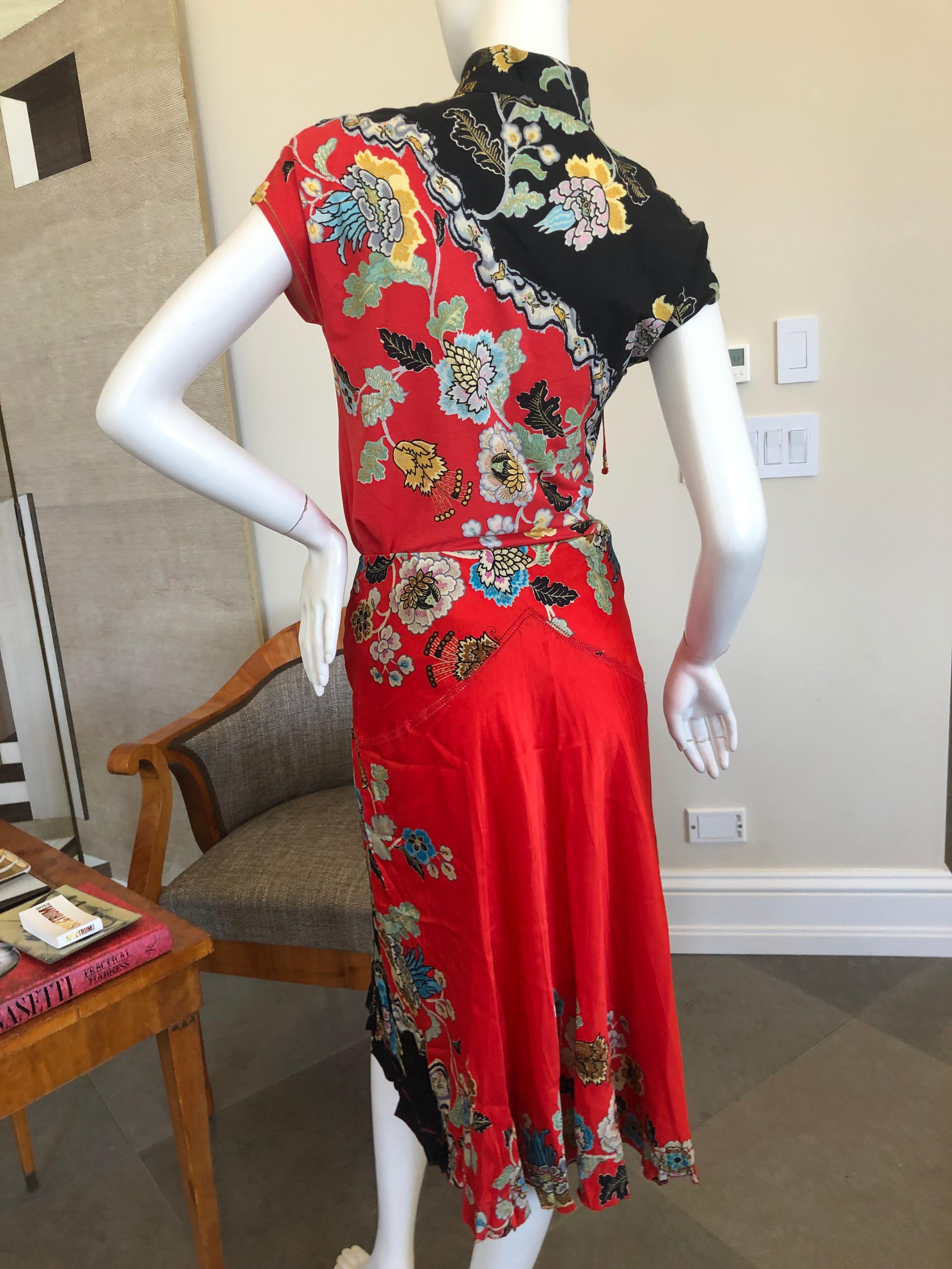 Roberto Cavalli Frühjahr 2003 Seidenkleid-Set im Cheongsam-Stil mit Rock und Oberteil im Angebot 2