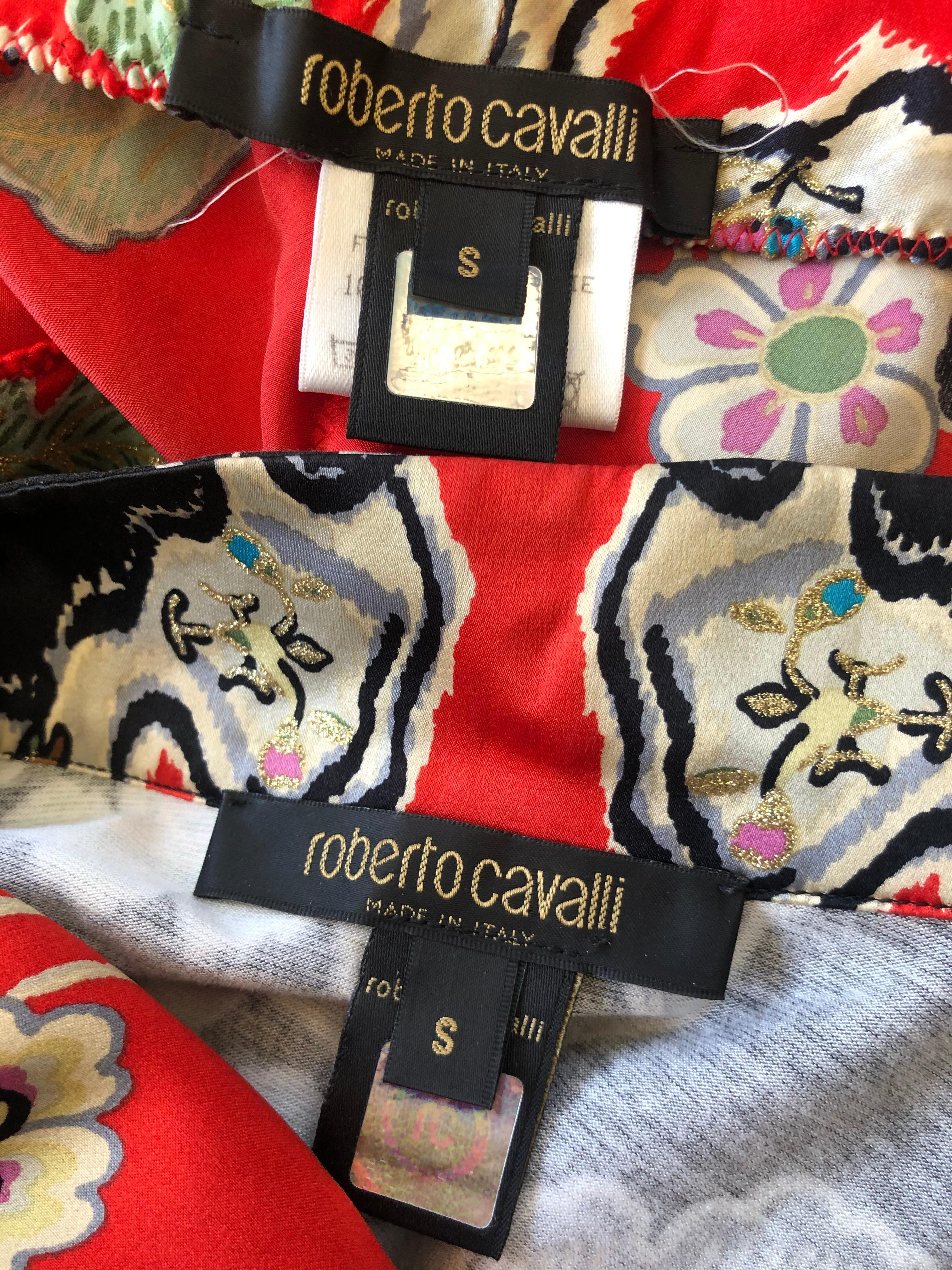Roberto Cavalli Frühjahr 2003 Seidenkleid-Set im Cheongsam-Stil mit Rock und Oberteil im Angebot 4