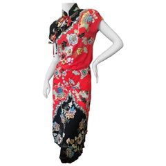 Roberto Cavalli Frühjahr 2003 Seidenkleid-Set im Cheongsam-Stil mit Rock und Oberteil