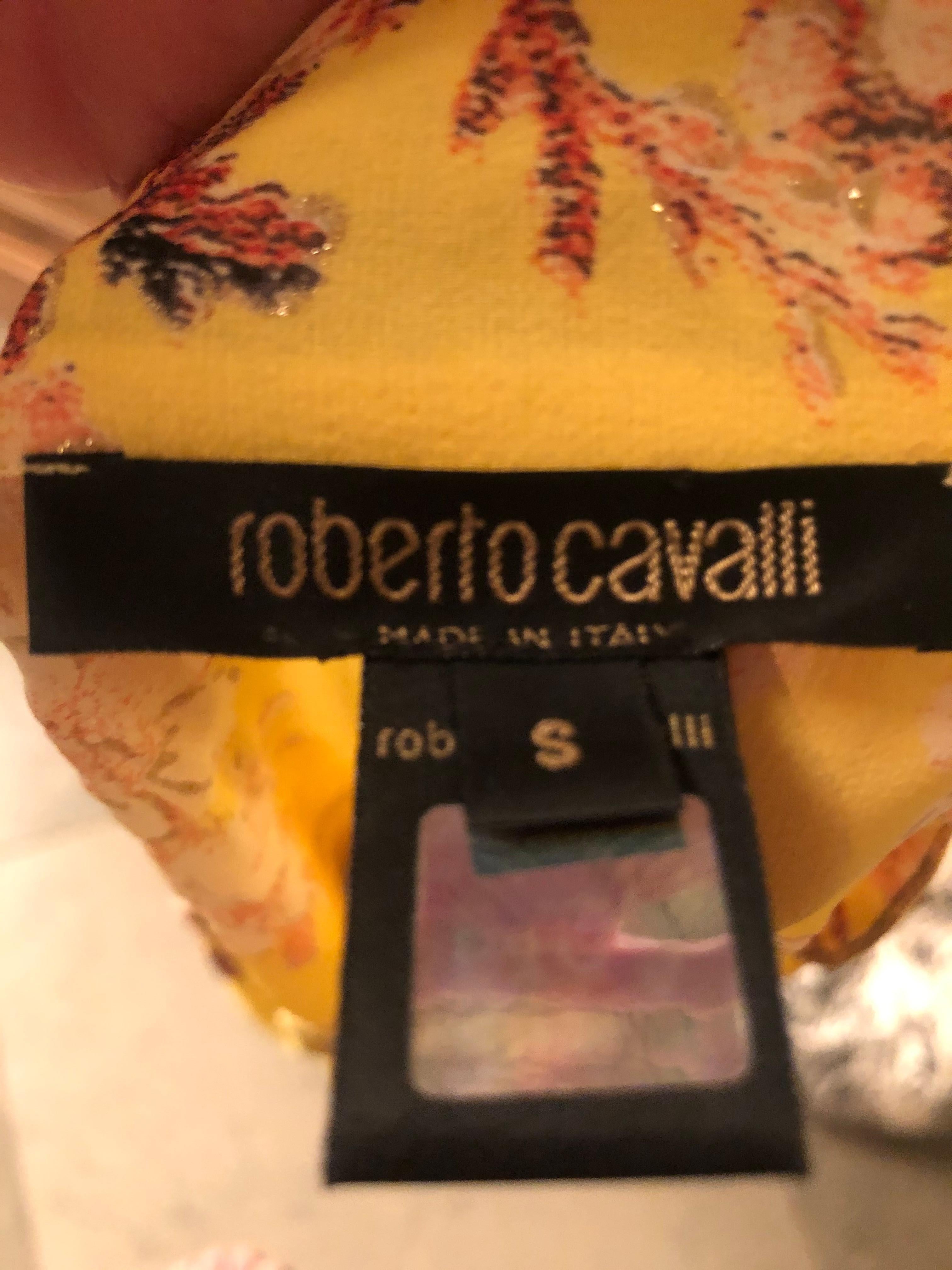 Roberto Cavalli Spring 2003 Silk Cheongsam Style Floral Top In Excellent Condition In Cloverdale, CA