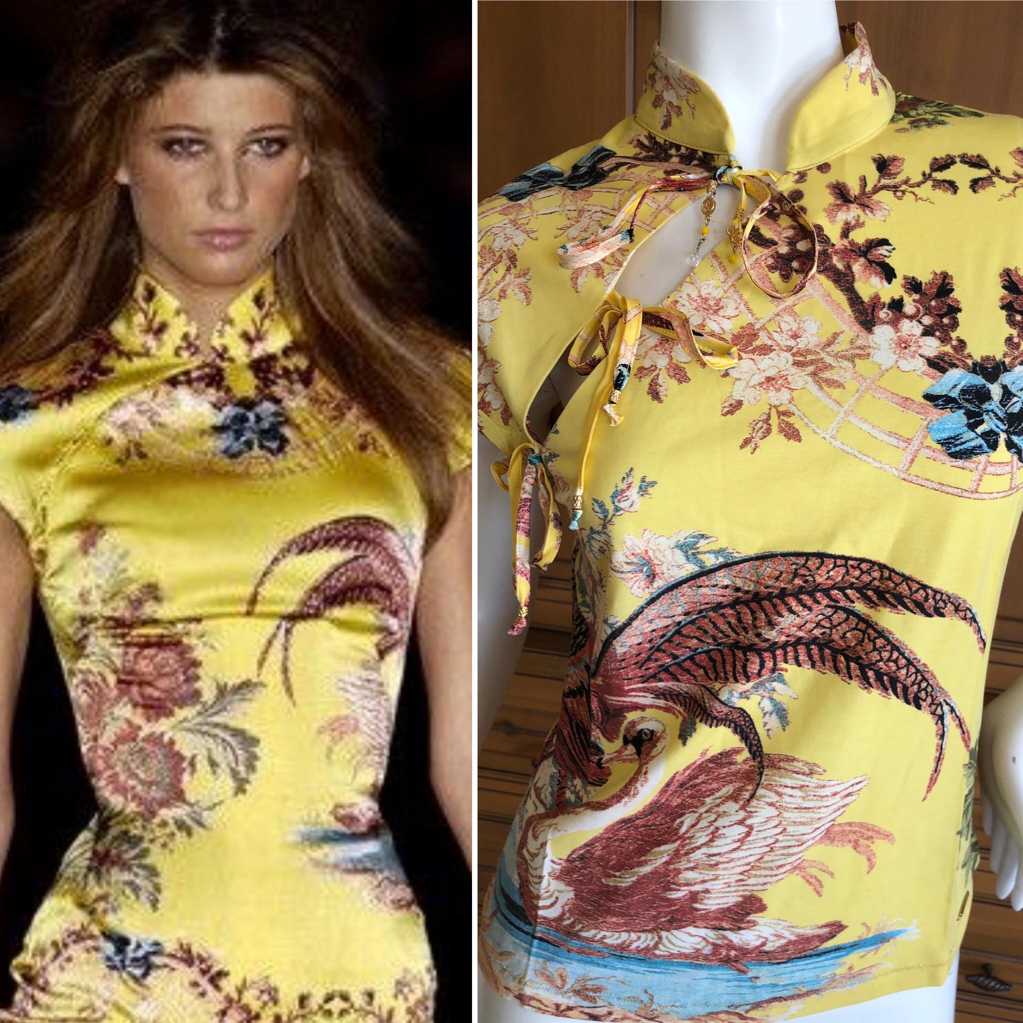 Roberto Cavalli Spring 2003 Silk Cheongsam Style Floral Top Size Large
Size Large
Bust 38