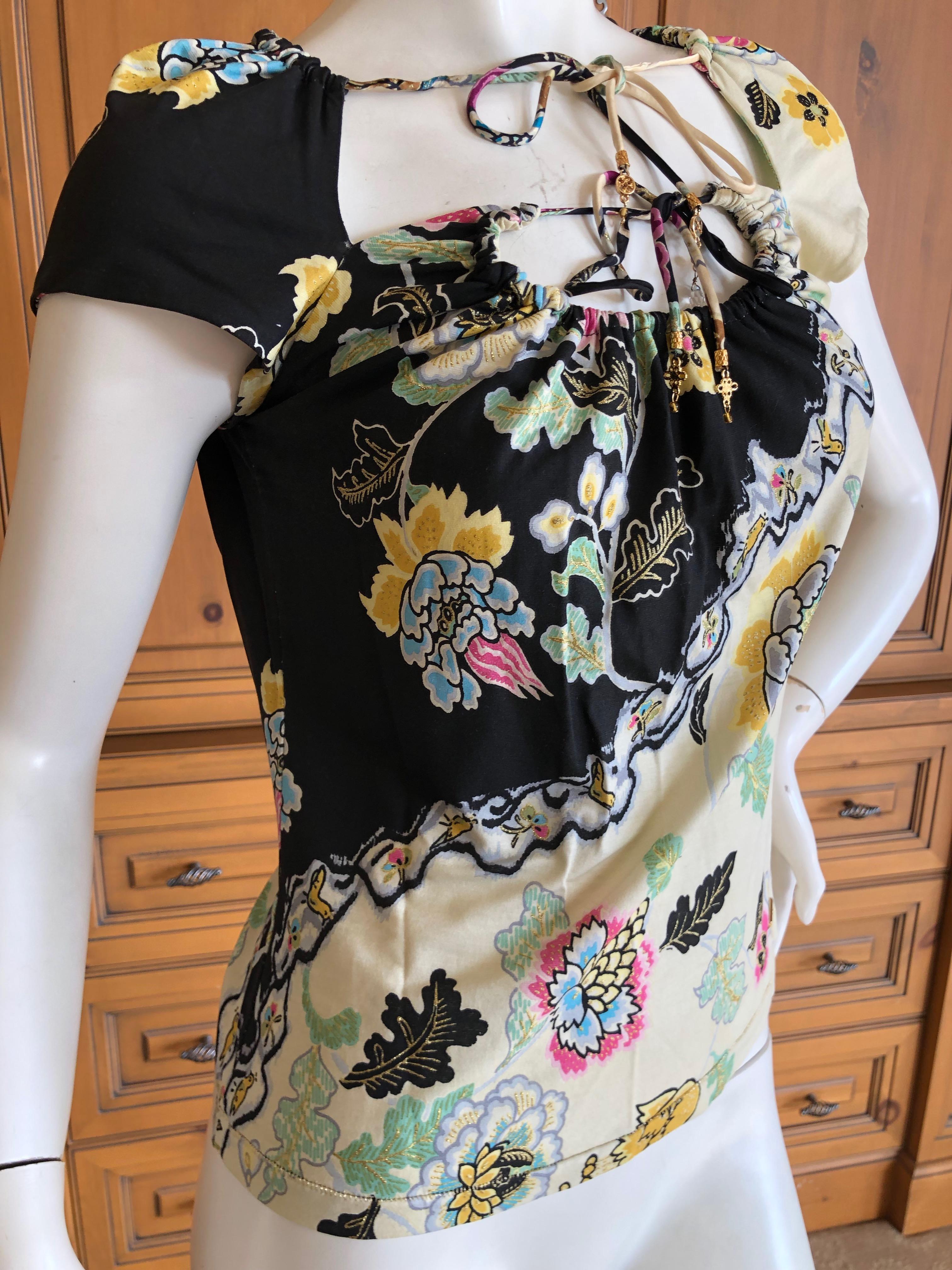 Roberto Cavalli Spring 2003 Silk Cheongsam Style Floral Top Size Large
Size Large
Bust 36
