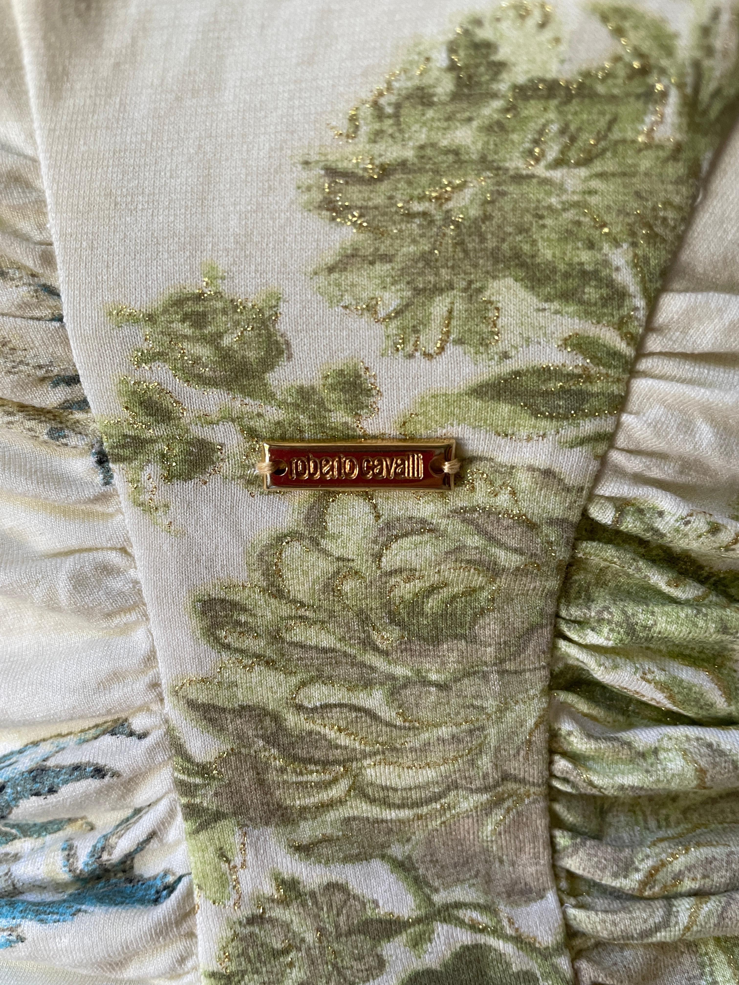 Roberto Cavalli Spring 2003 Silk Chinoiserie Style Pheasant and Floral Top 2