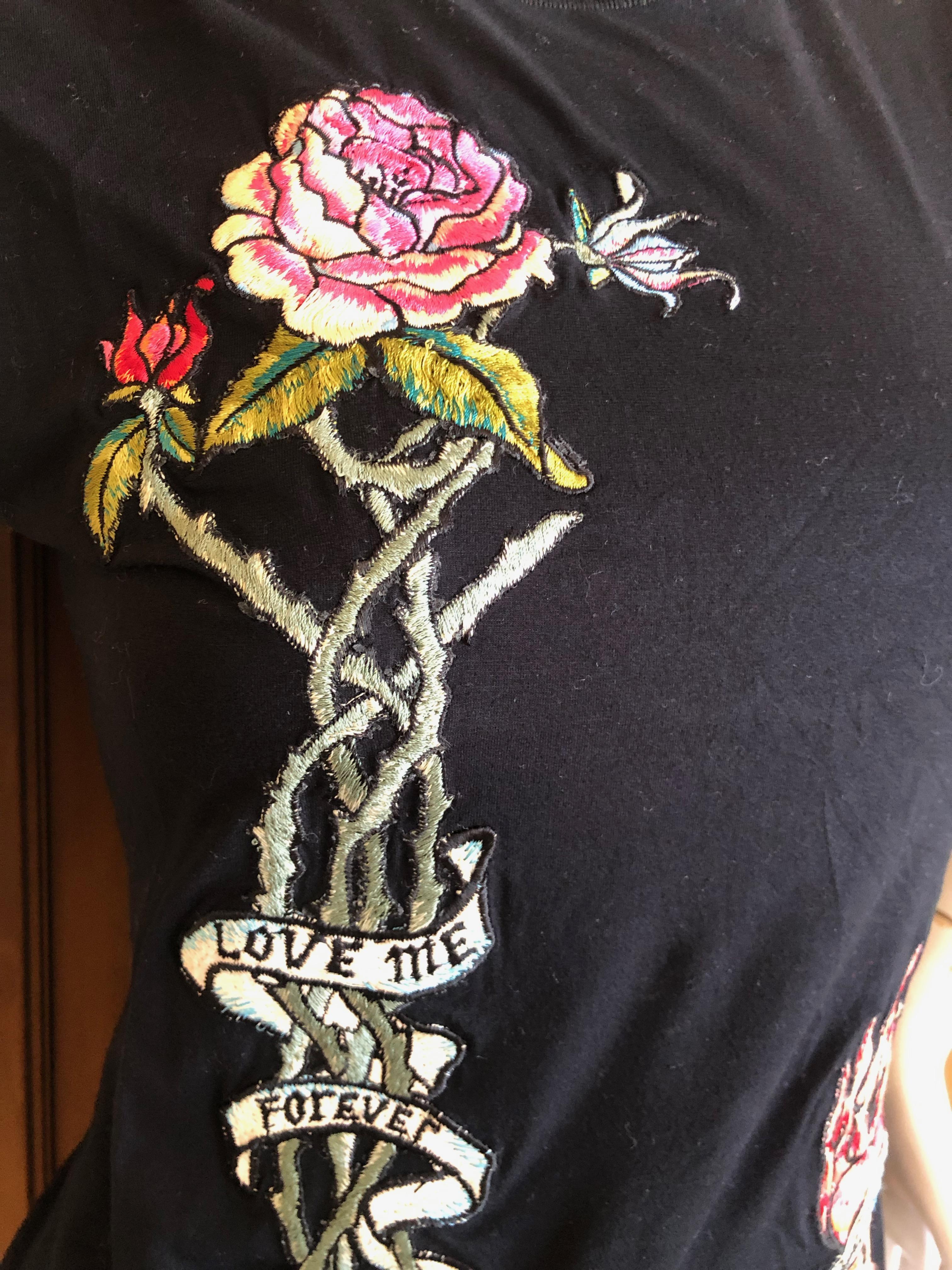 Women's Roberto Cavalli Spring 2003 Tattoo Embroidered Cotton Tank Top