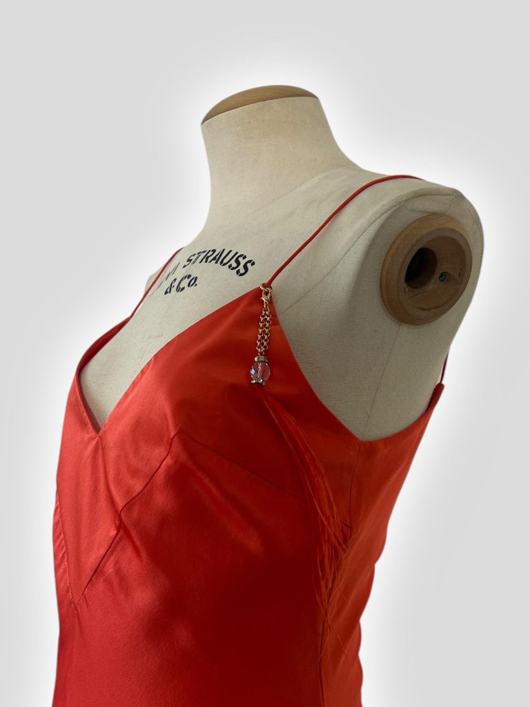 strapless open back dress Roberto Cavalli Burnt Orange Silk Cut Out Dress – Treasures of NYC main image 1