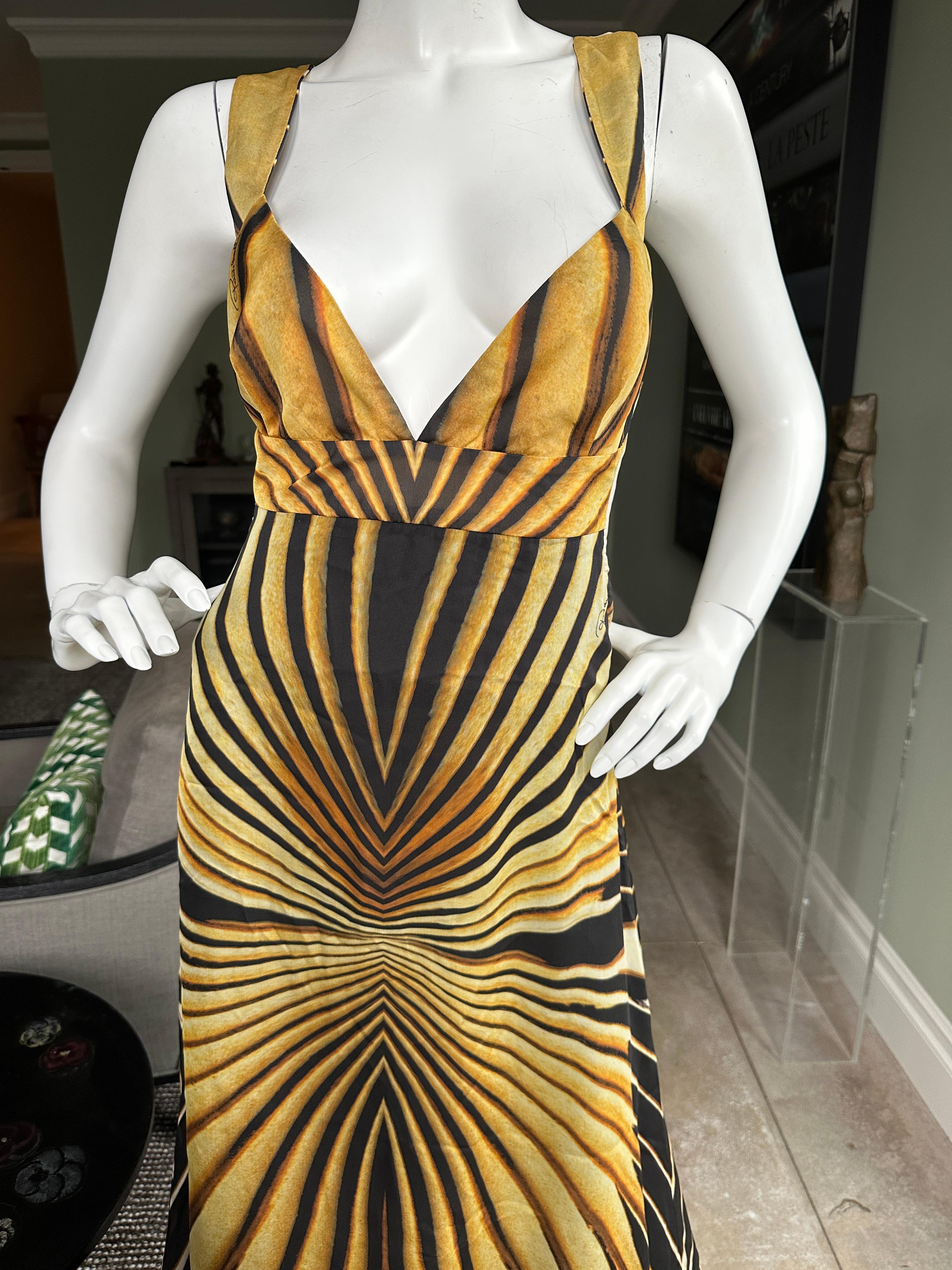 Women's Roberto Cavalli Spring 2007 Butterfly Stripe Silk Evening Dress For Sale