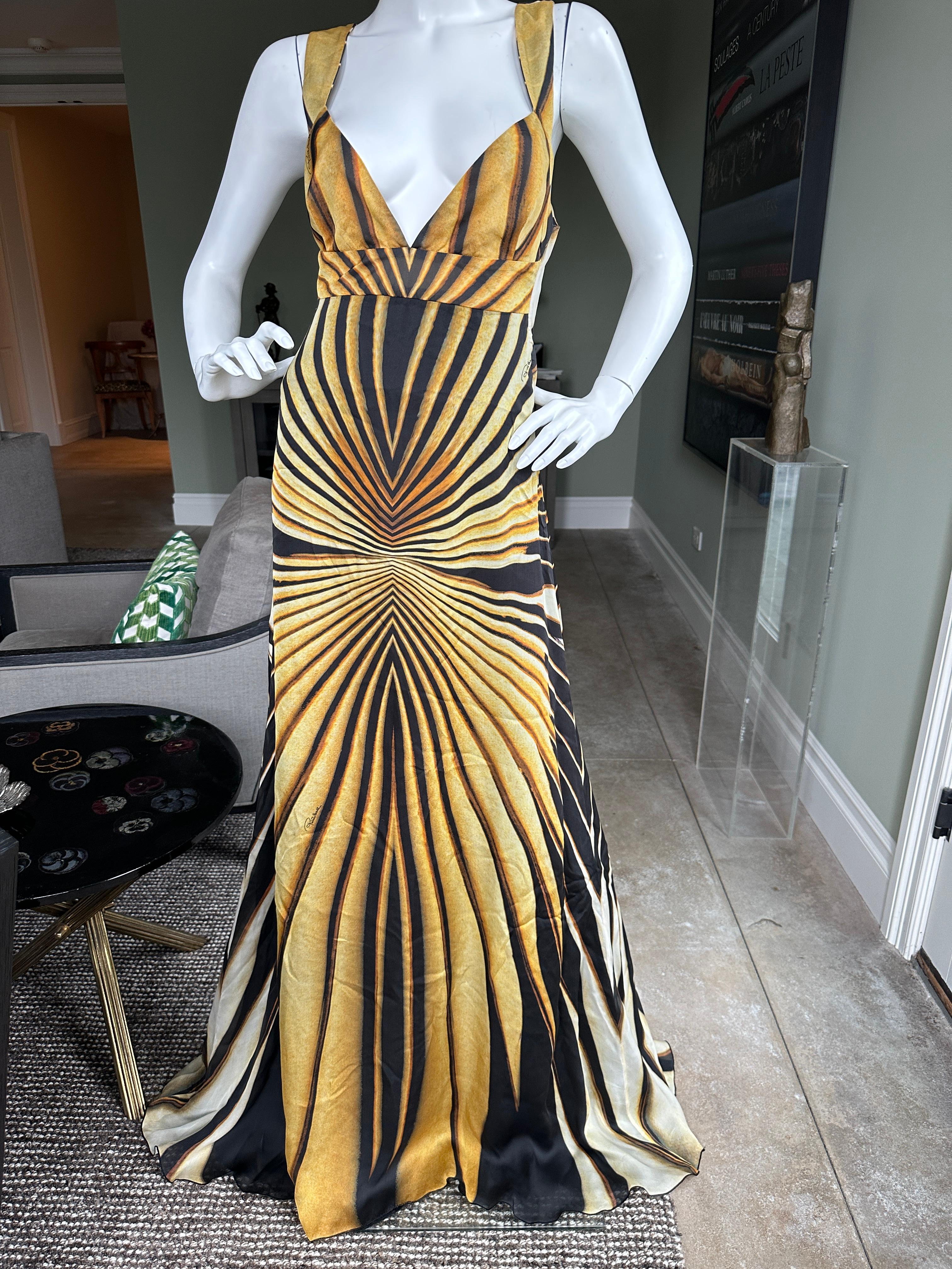 Roberto Cavalli Spring 2007 Butterfly Stripe Silk Evening Dress For Sale 1