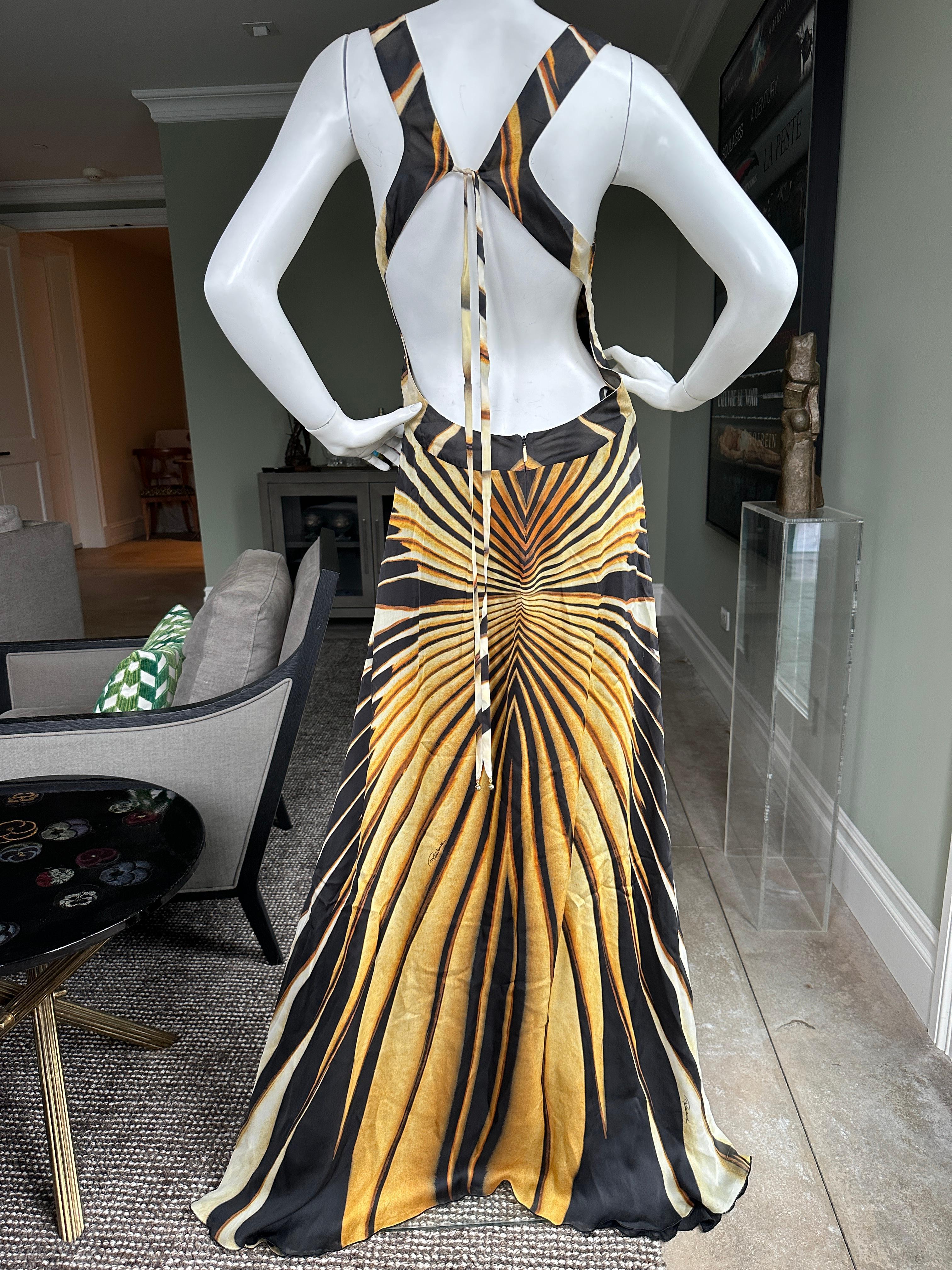 Roberto Cavalli Spring 2007 Butterfly Stripe Silk Evening Dress For Sale 2
