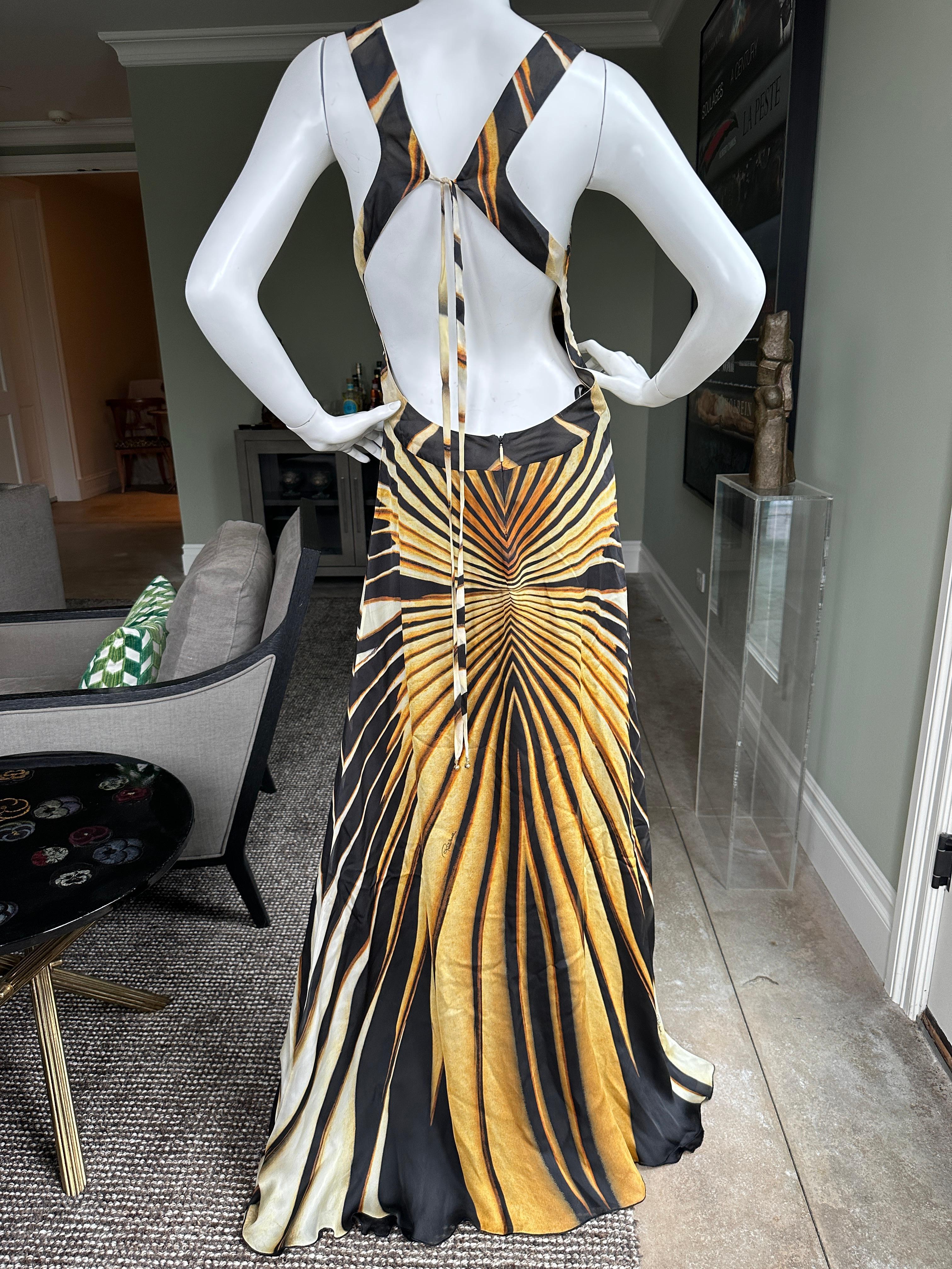 Roberto Cavalli Spring 2007 Butterfly Stripe Silk Evening Dress For Sale 3