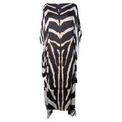 Roberto Cavalli - Primavera 2007 - Vestito Kaftano in seta a righe con stampa animale