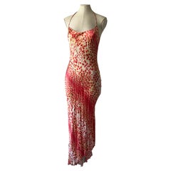 Roberto Cavalli Spring Summer 2000 leopard silk pleated asymmetric maxi dress