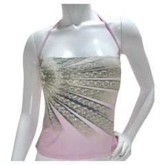 Used Roberto Cavalli Spring/Summer 2000 Pink Crystal Halter Top