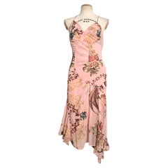 Roberto Cavalli Spring/Summer 2003 Pink Silk Pheasant Print Dress