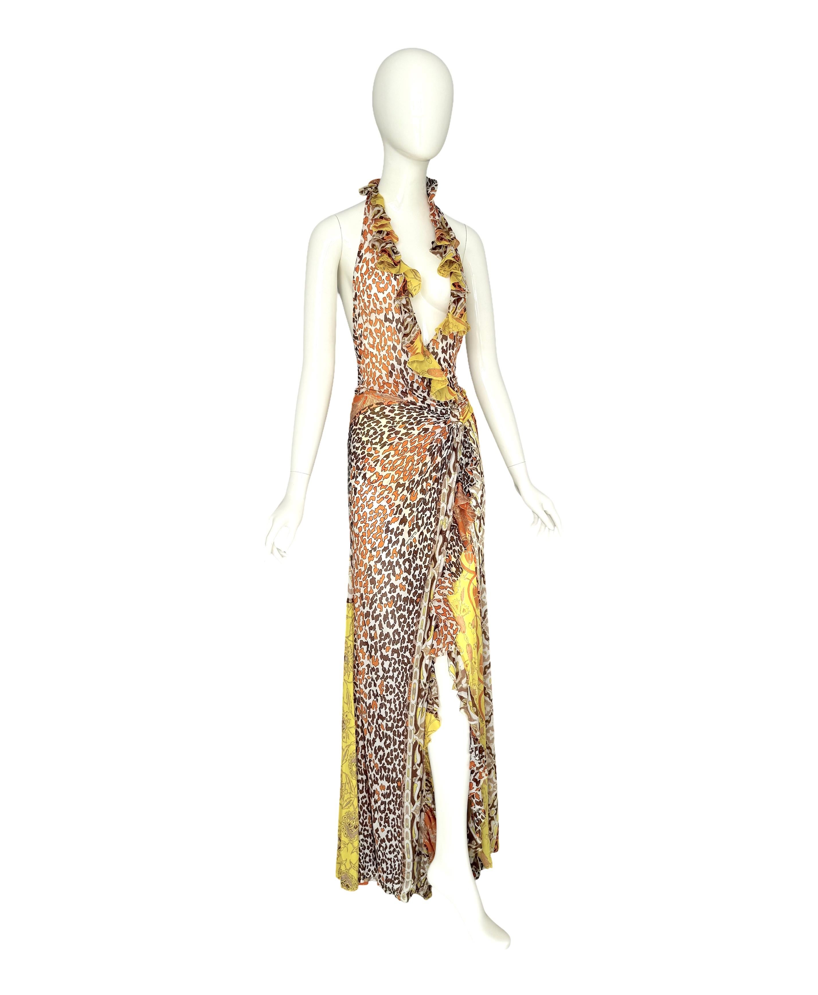 Roberto Cavalli Frühjahr/Sommer 2006 Vintage Signed Bedrucktes Seidenhalterkleid im Angebot 6