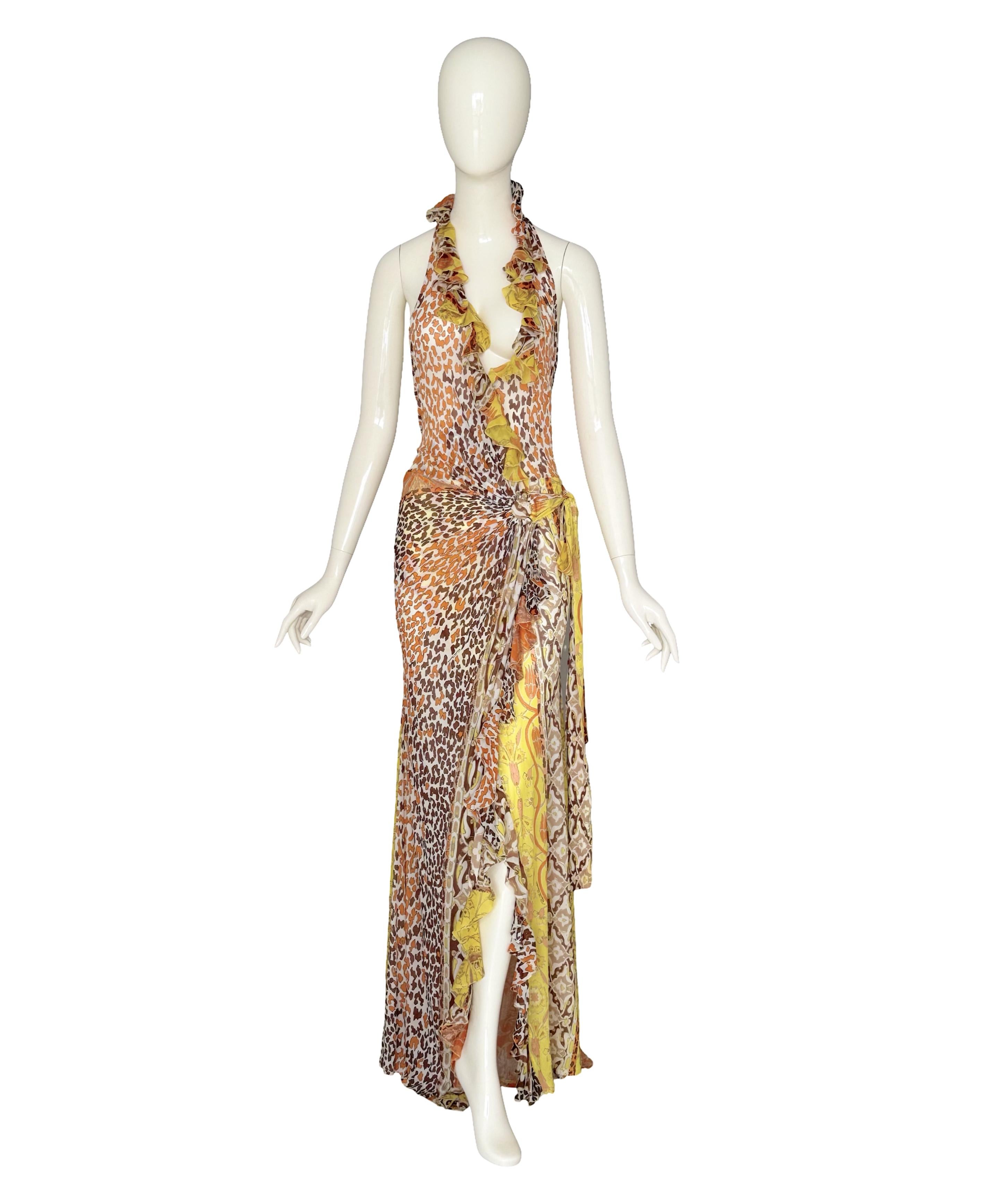 Roberto Cavalli Frühjahr/Sommer 2006 Vintage Signed Bedrucktes Seidenhalterkleid im Angebot 7