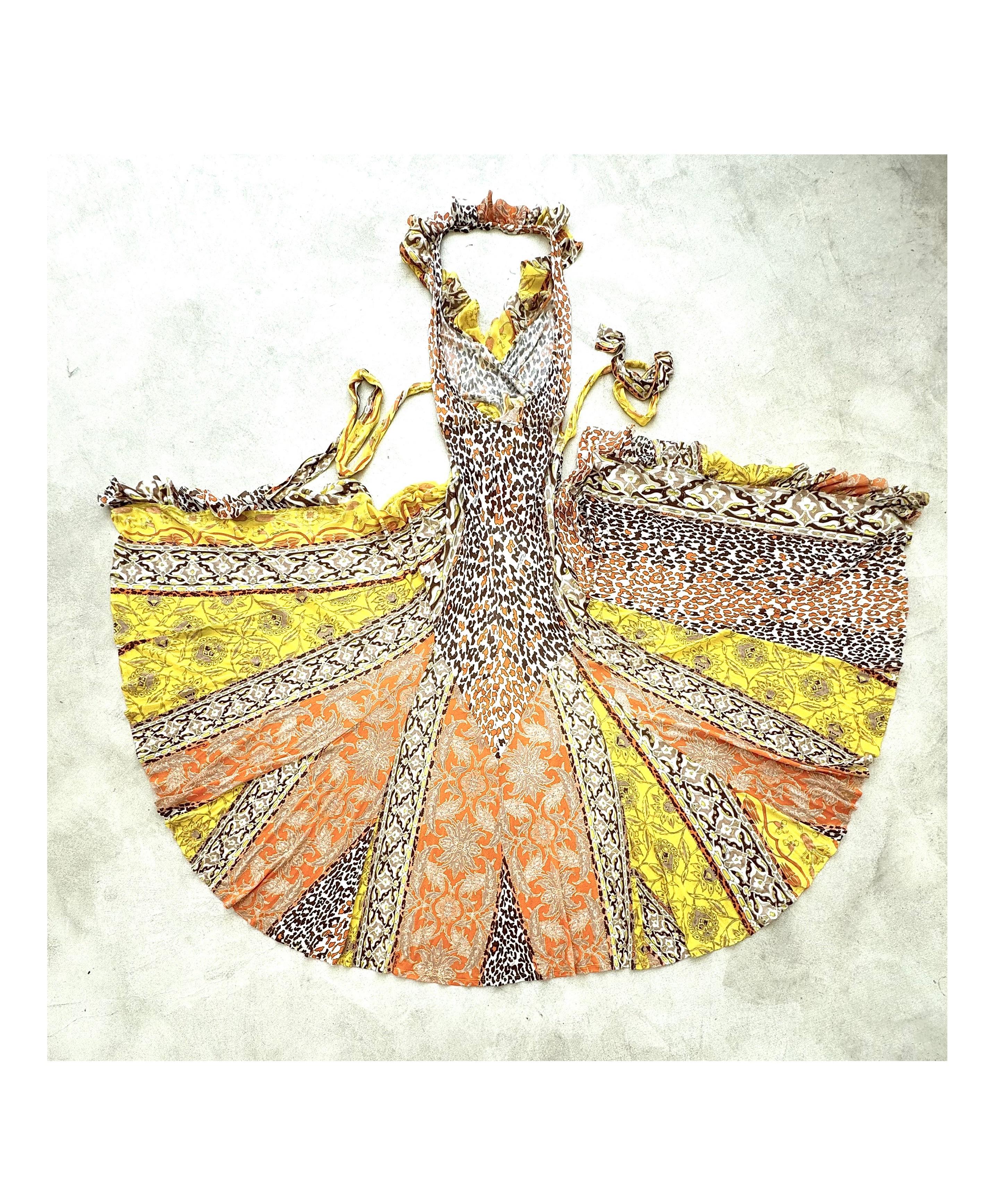 Roberto Cavalli Frühjahr/Sommer 2006 Vintage Signed Bedrucktes Seidenhalterkleid im Angebot 8
