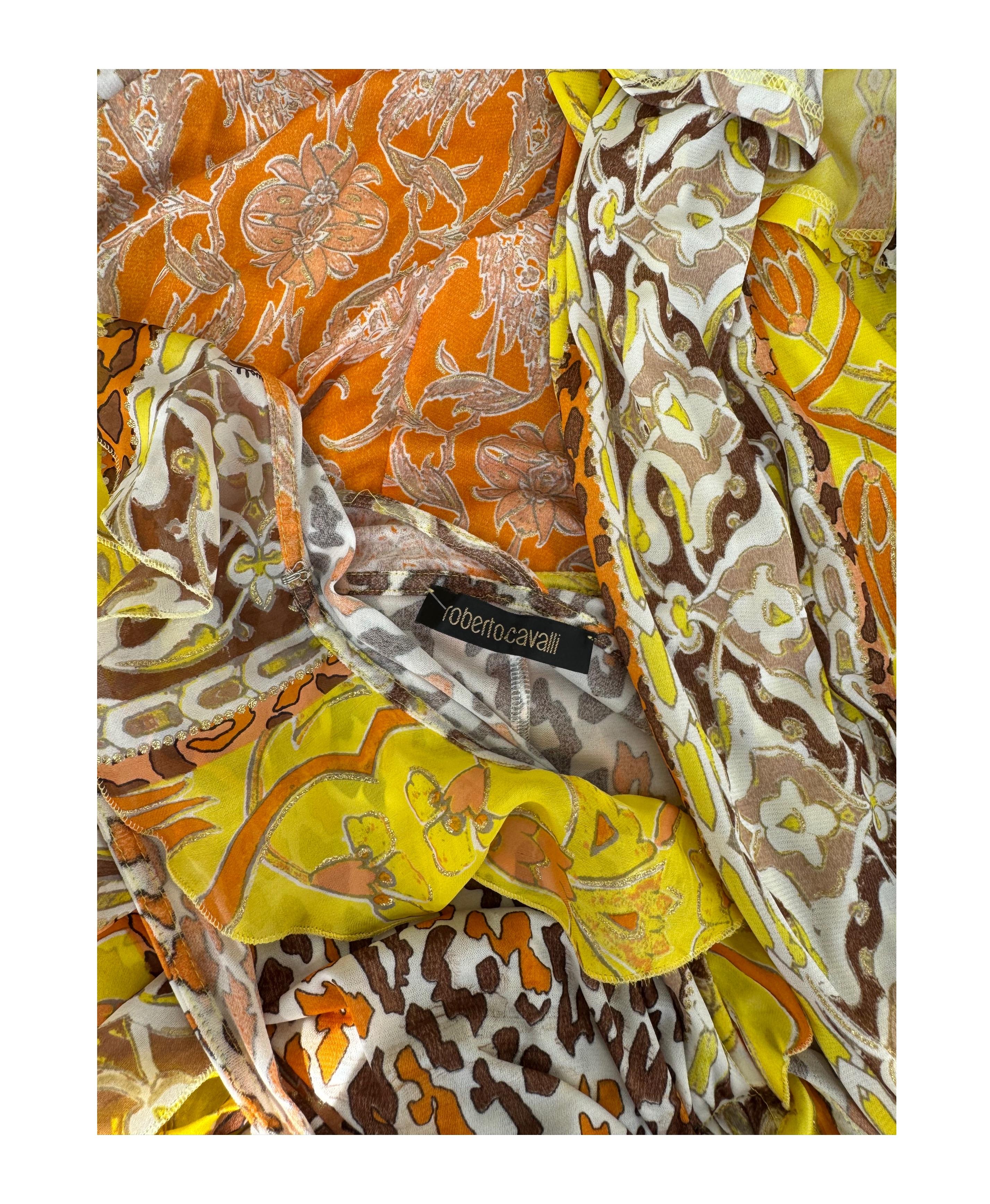 Roberto Cavalli Frühjahr/Sommer 2006 Vintage Signed Bedrucktes Seidenhalterkleid im Angebot 9