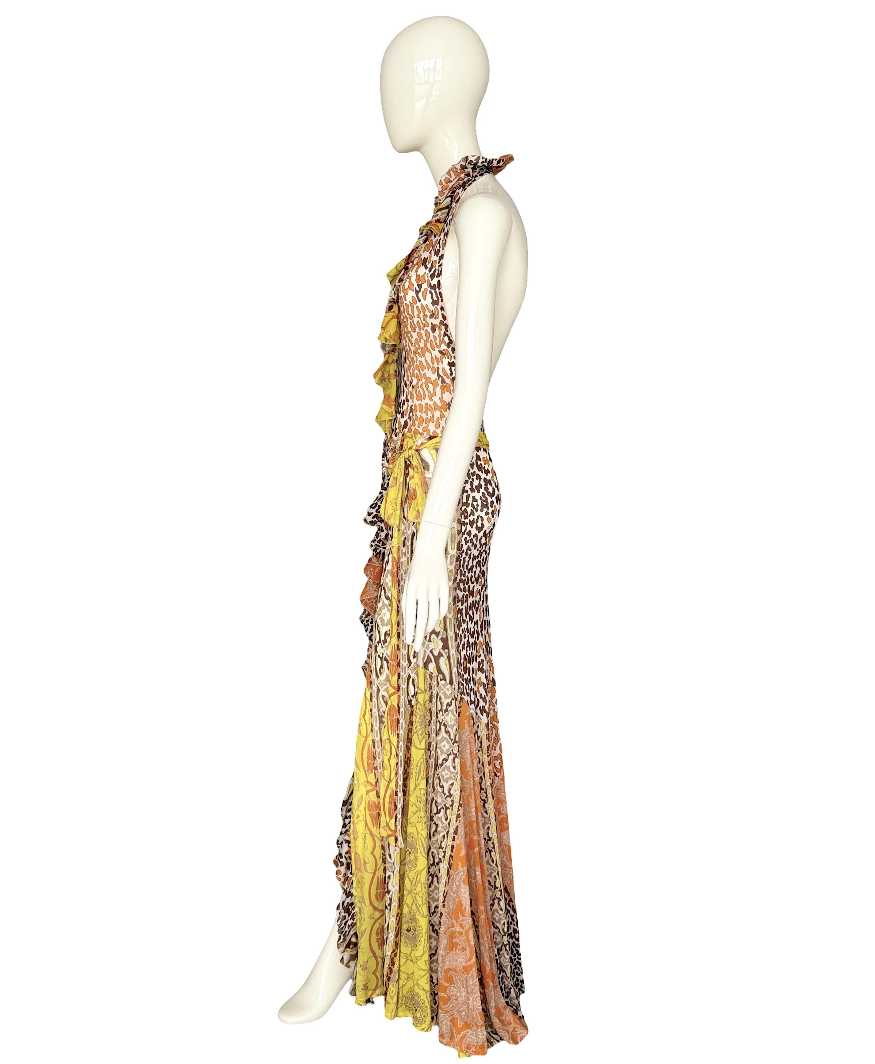 Roberto Cavalli Frühjahr/Sommer 2006 Vintage Signed Bedrucktes Seidenhalterkleid im Zustand „Hervorragend“ im Angebot in Antwerpen, Vlaams Gewest