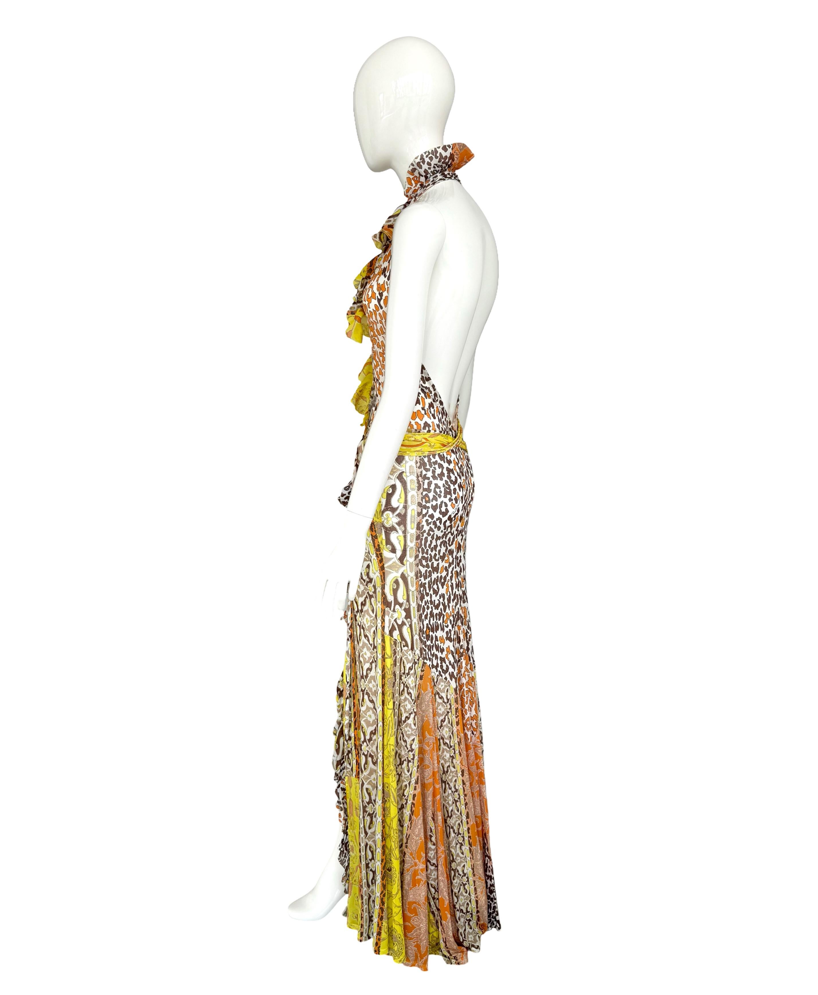 Roberto Cavalli Frühjahr/Sommer 2006 Vintage Signed Bedrucktes Seidenhalterkleid Damen im Angebot