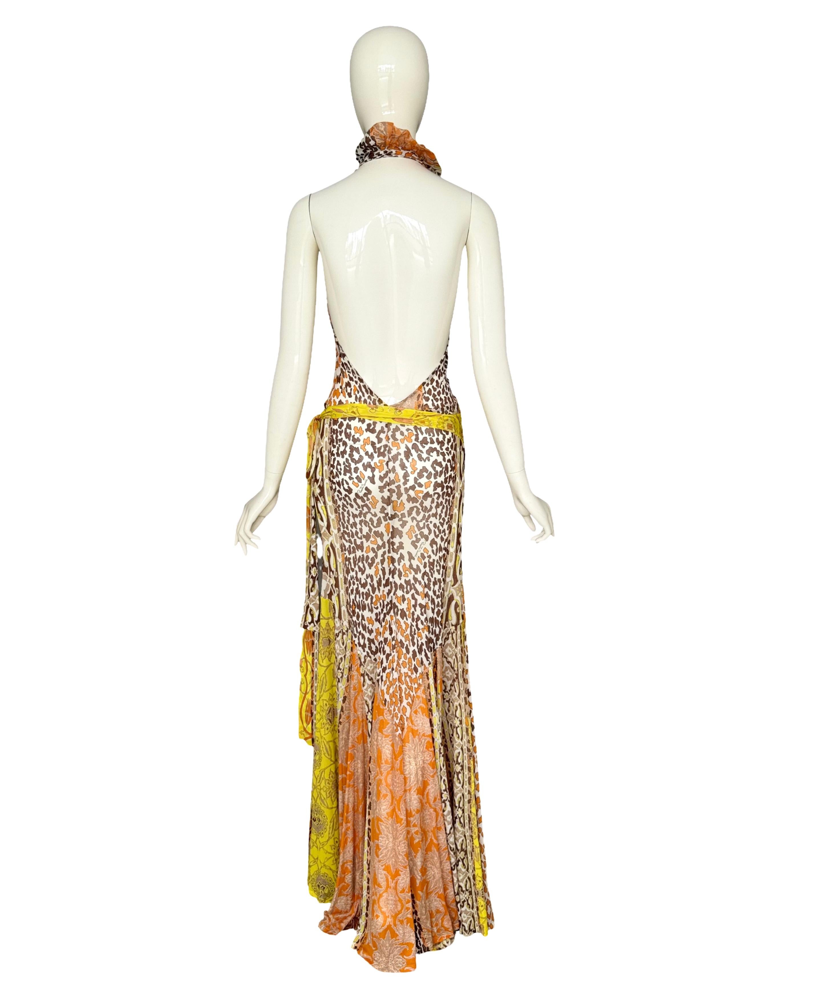 Roberto Cavalli Frühjahr/Sommer 2006 Vintage Signed Bedrucktes Seidenhalterkleid im Angebot 1