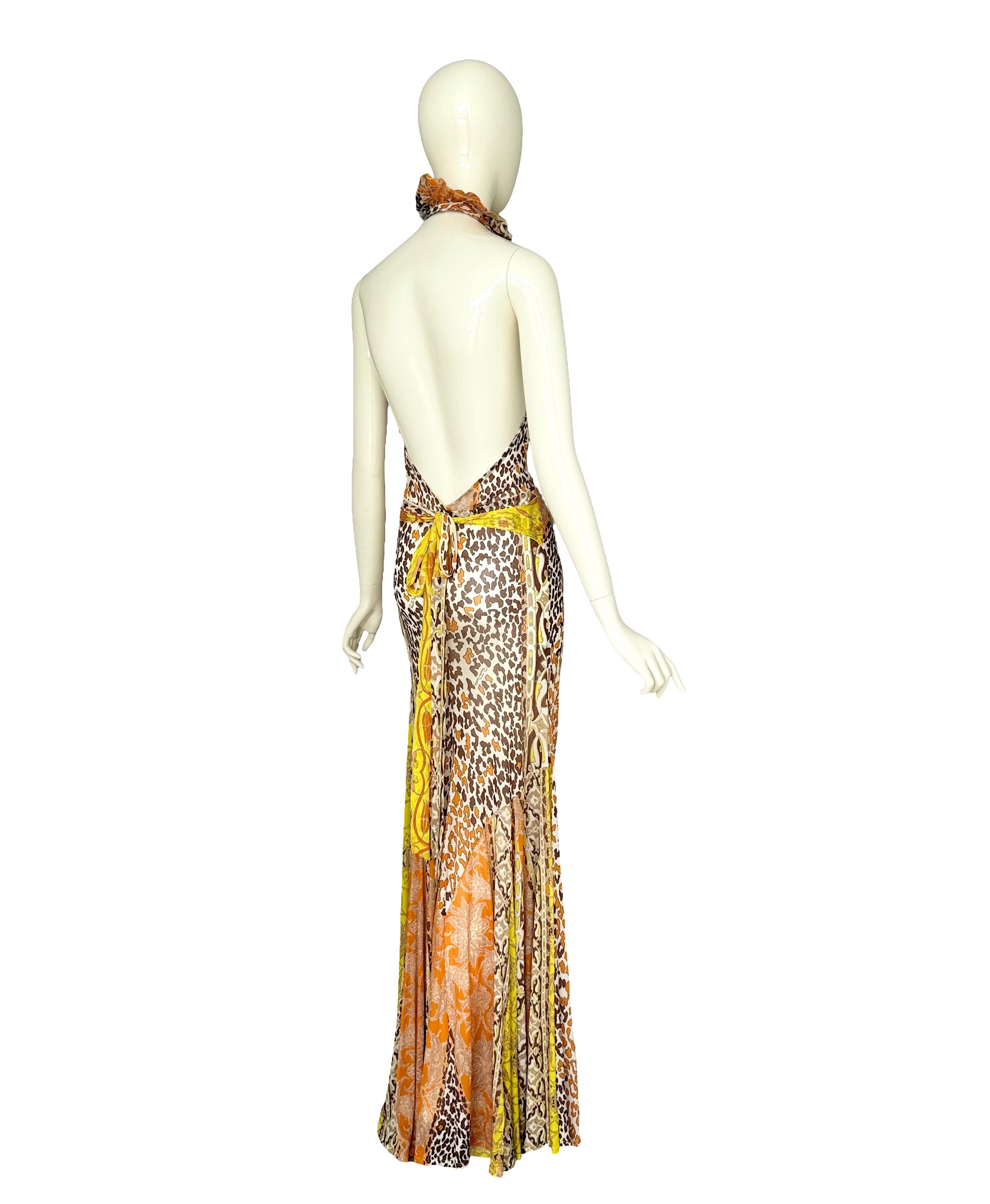 Roberto Cavalli Frühjahr/Sommer 2006 Vintage Signed Bedrucktes Seidenhalterkleid im Angebot 2