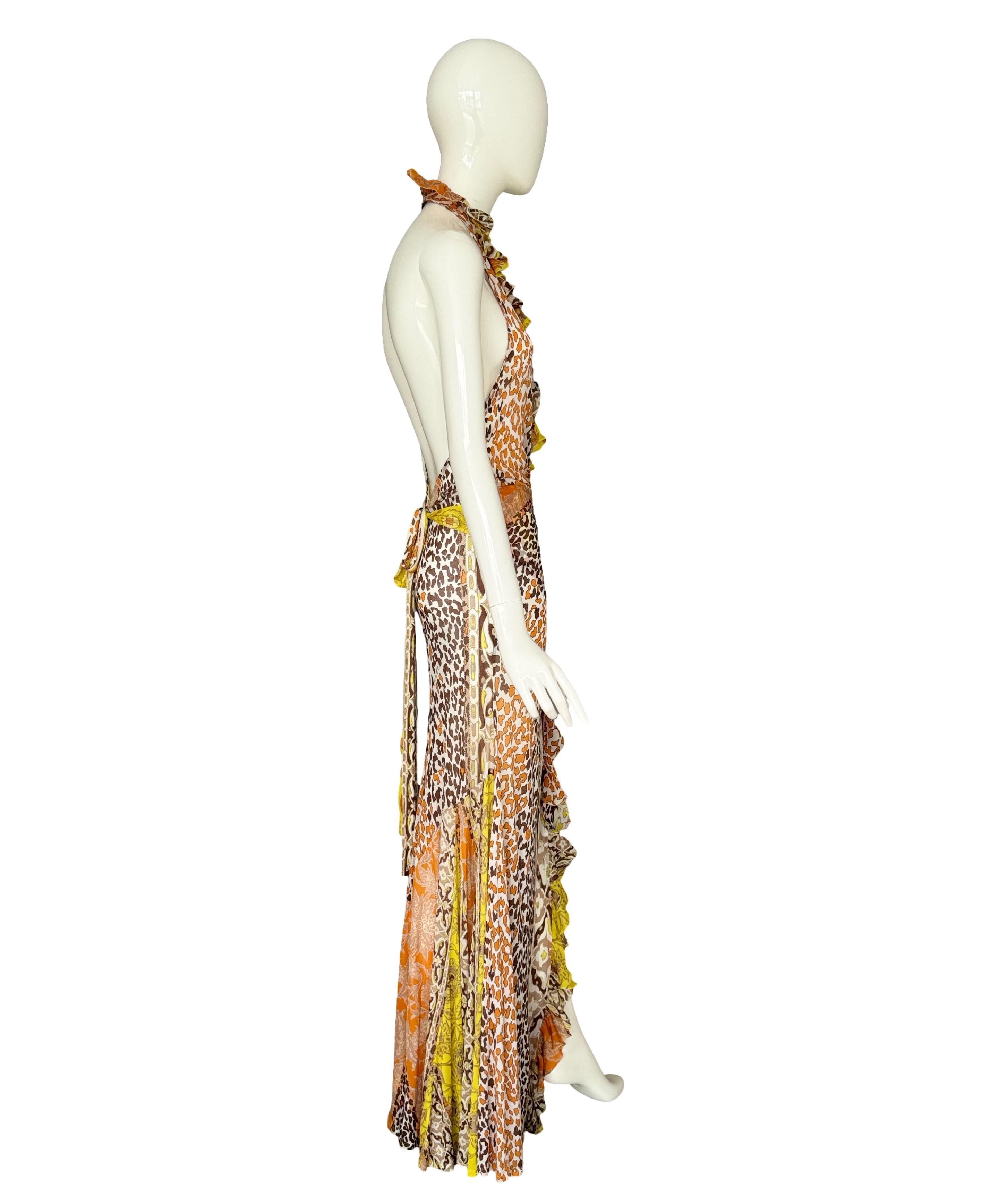 Roberto Cavalli Frühjahr/Sommer 2006 Vintage Signed Bedrucktes Seidenhalterkleid im Angebot 4