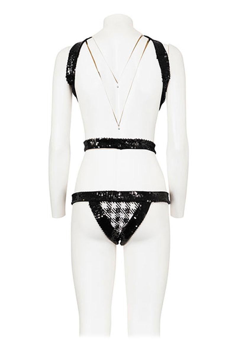 ROBERTO CAVALLI SS 06 Rare and Iconic Cut Out Bodysuit with Sequins Embroidery In Excellent Condition For Sale In Milano, MILANO