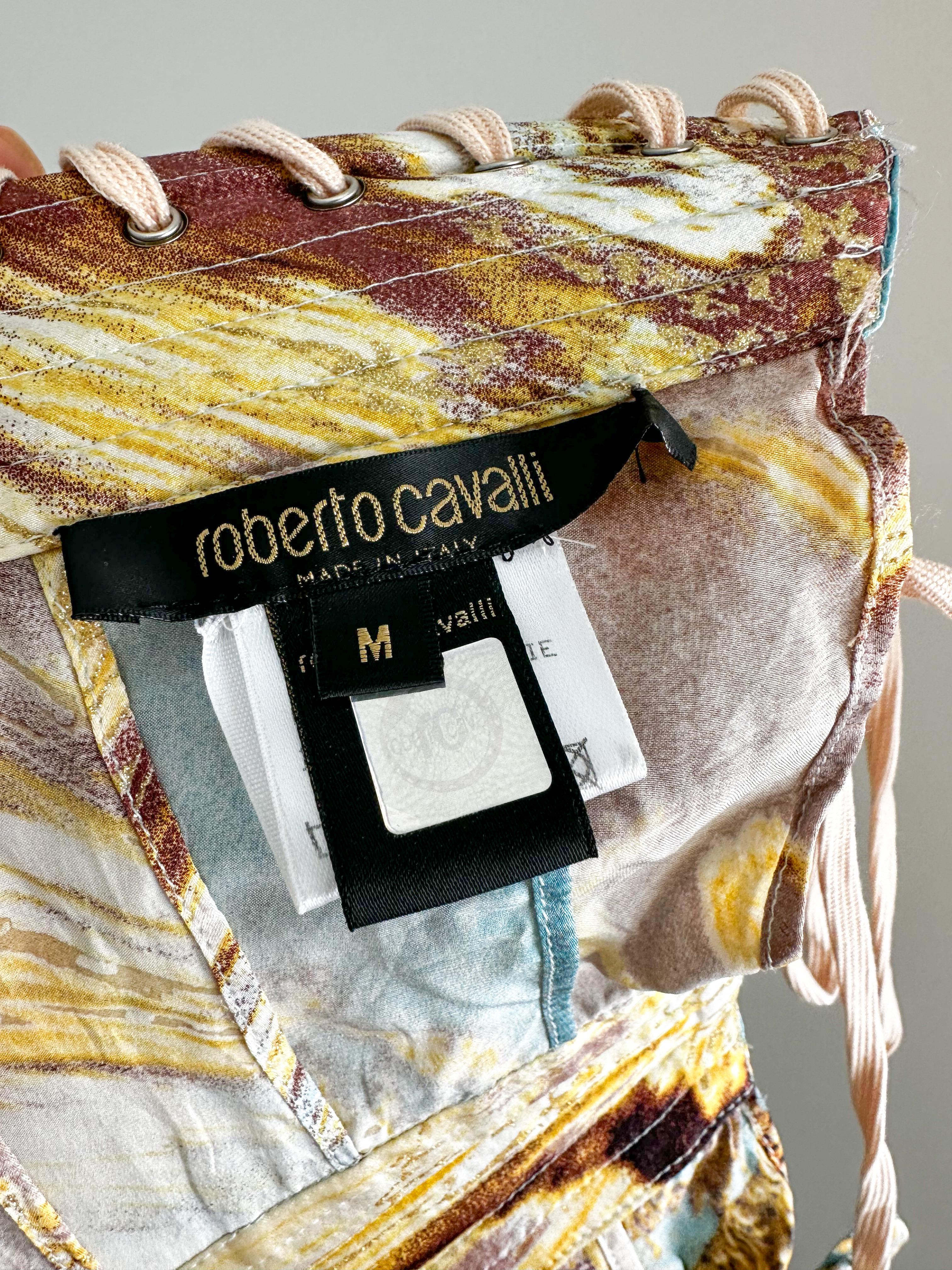 Roberto Cavalli SS 2003 baroque print silk runway corset 1