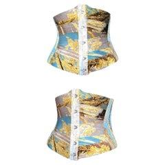 Roberto Cavalli SS 2003 baroque print silk runway corset