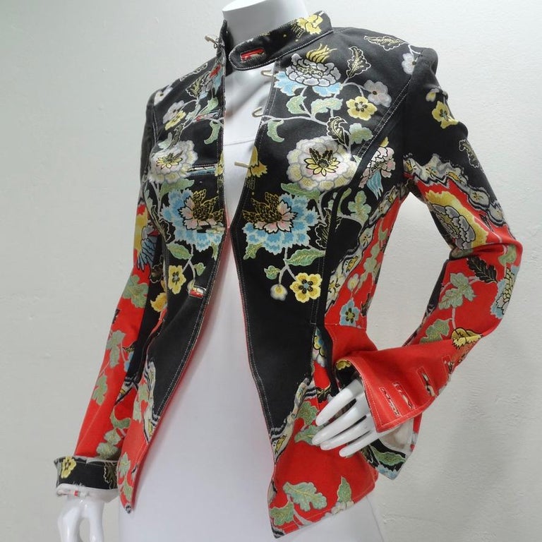 Haut Chemisier Roberto Cavalli Printemps/été 2003 - Imprimé Chinoiserie, Style Kimono - Taille S