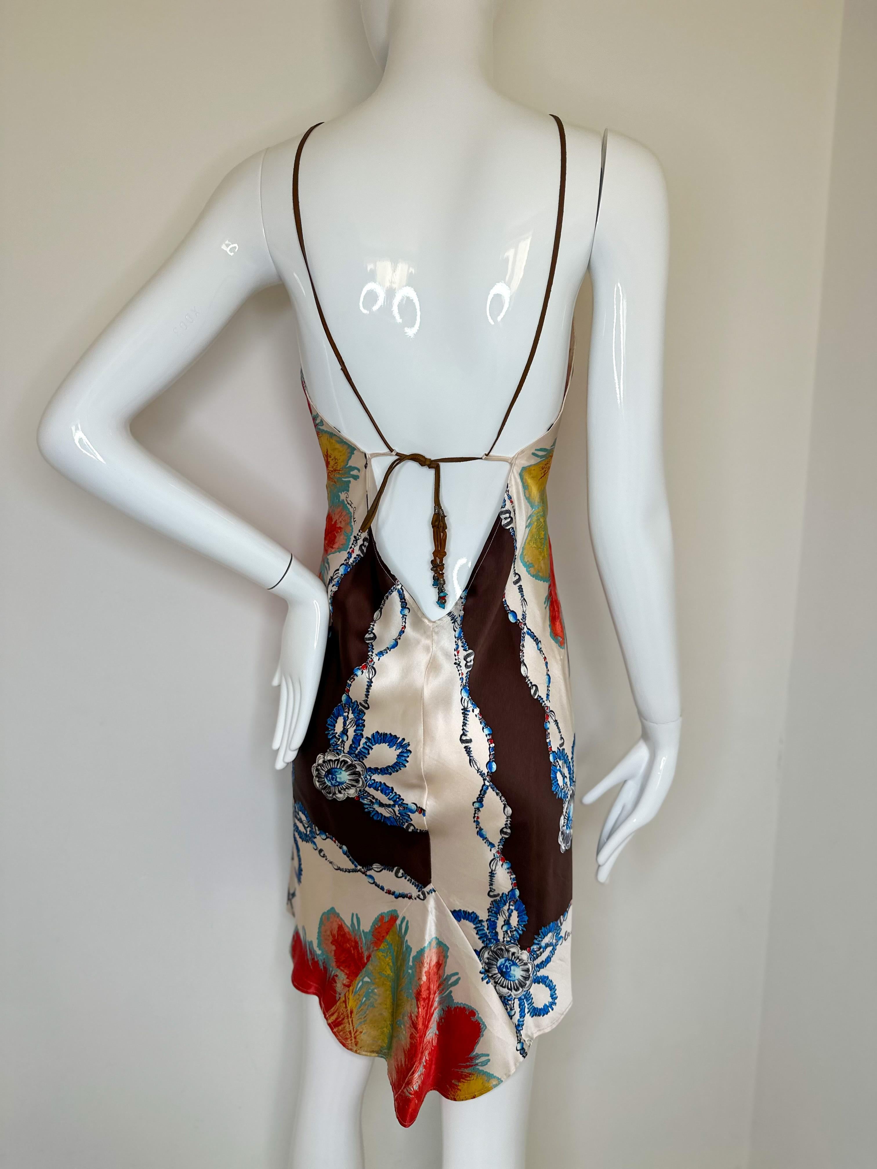 Roberto cavalli SS 2004 printed silk mini dress 1