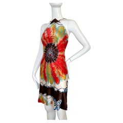 Roberto cavalli SS 2004 printed silk mini dress