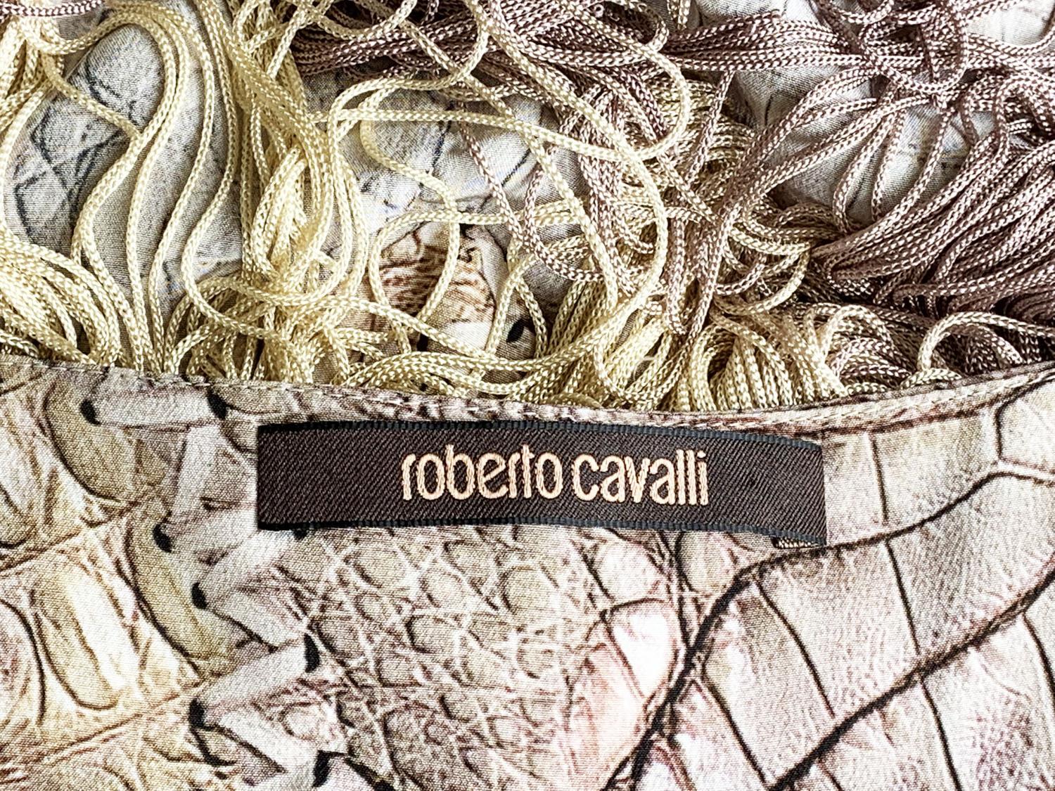 Roberto Cavalli SS 2011 Runway Alligator Print Ombre Fringe Skirt + Caftan It 44 For Sale 10