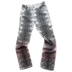 Roberto Cavalli SS2000 Runway Embroidered Zebra Denim Pants