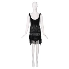 Roberto Cavalli SS2007 Black Artisanal Embroidered Beaded Fringe Dress IT40