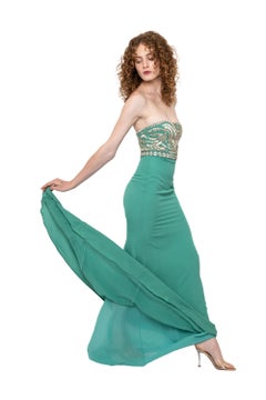 Roberto Cavalli Strapless Rhinestone Bust Dress