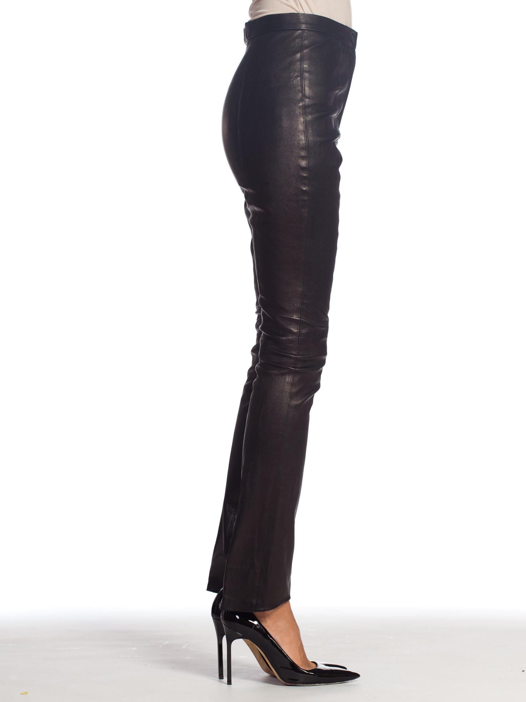 Black Roberto Cavalli Stretch Leather Pants