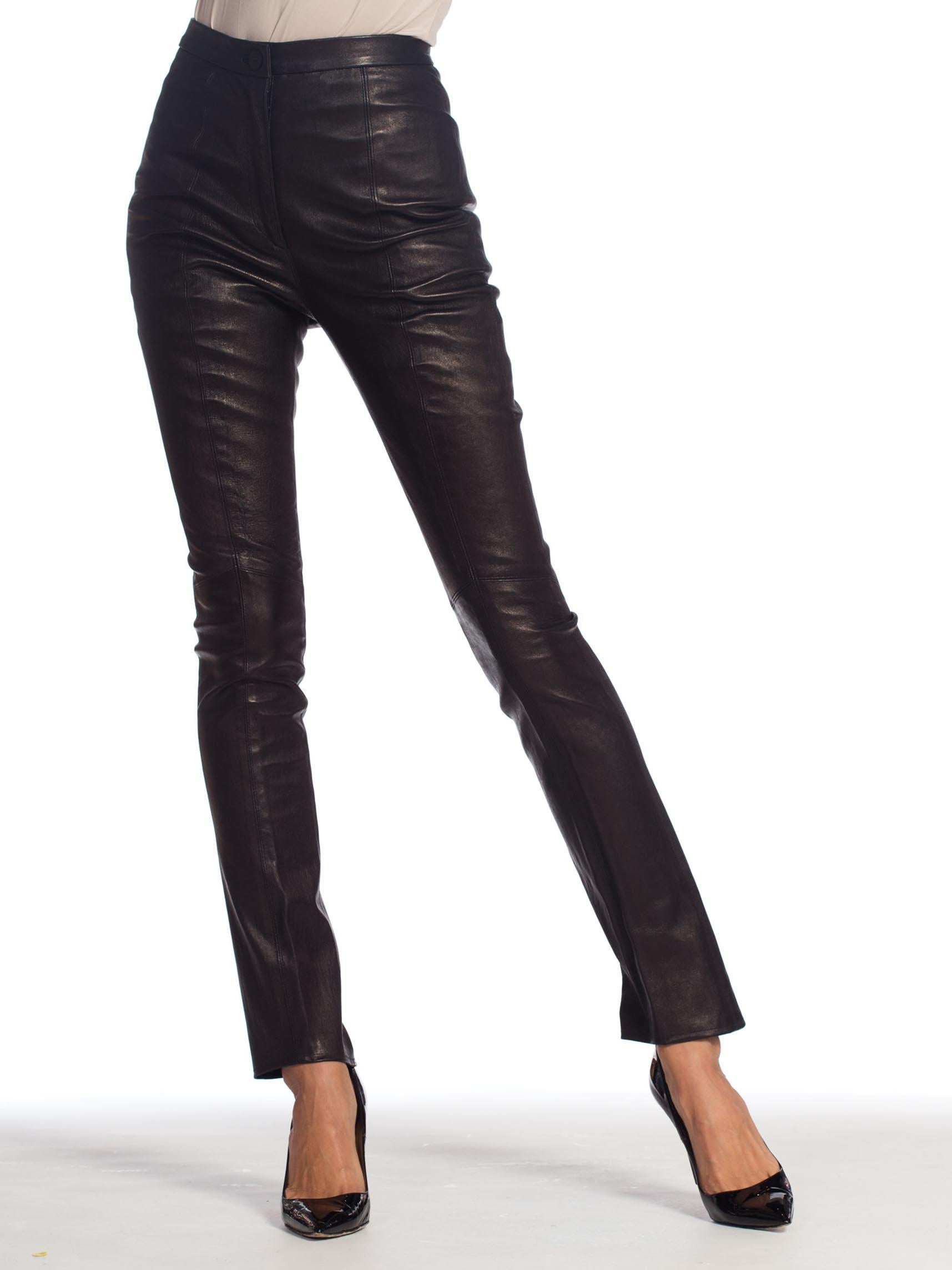 Roberto Cavalli Stretch Leather Pants In Excellent Condition In New York, NY