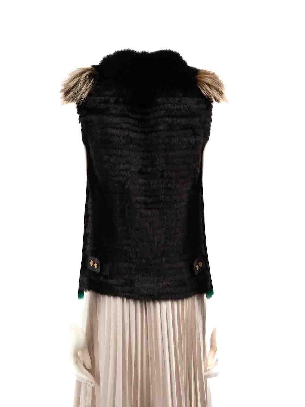 Roberto Cavalli Striped Fur Hook Fastening Vest Size M In Excellent Condition In London, GB